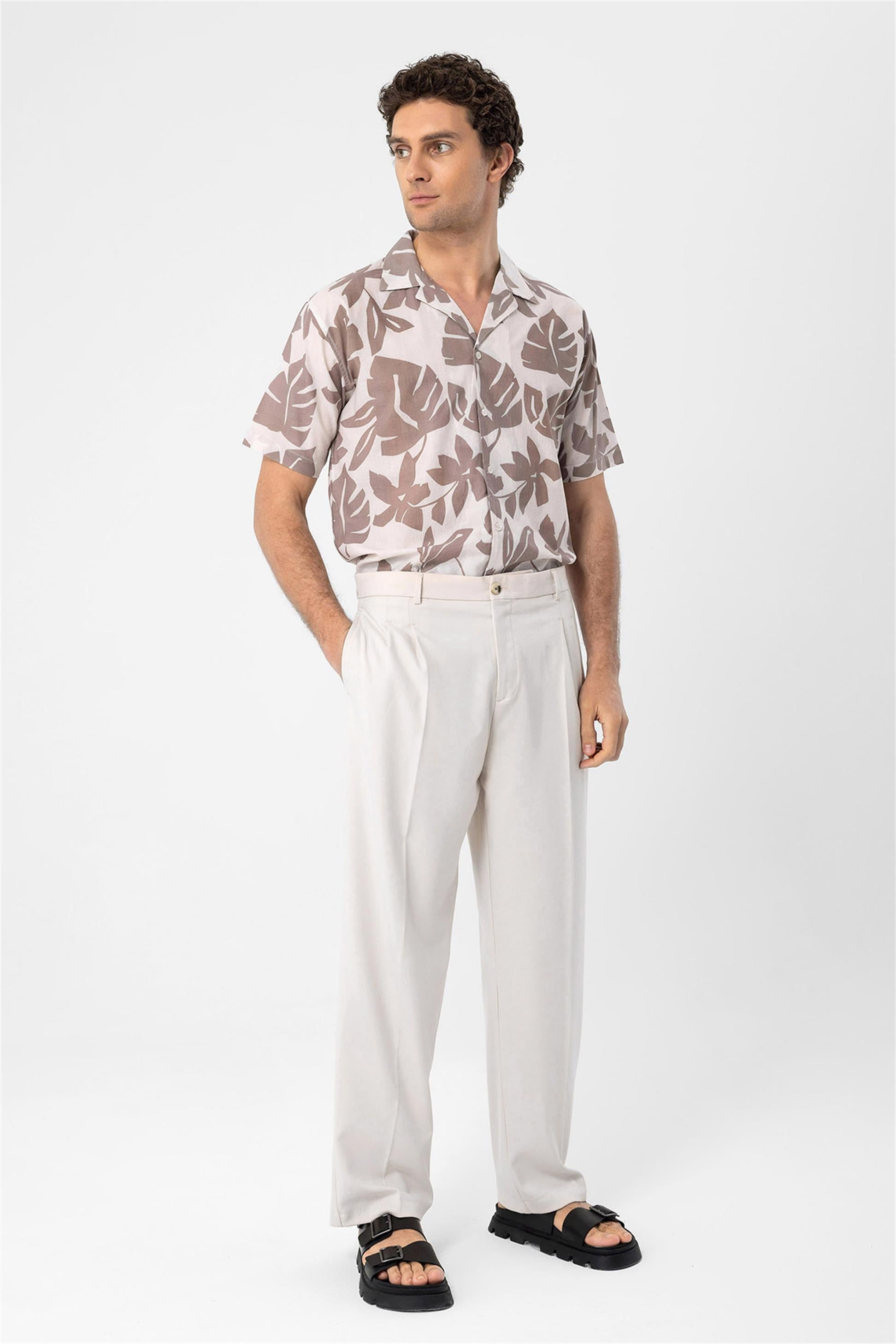 Antioch-Siyah Çiçek Desenli Apaş Yaka Erkek Gömlek-Gömlek-2-Milagron.com