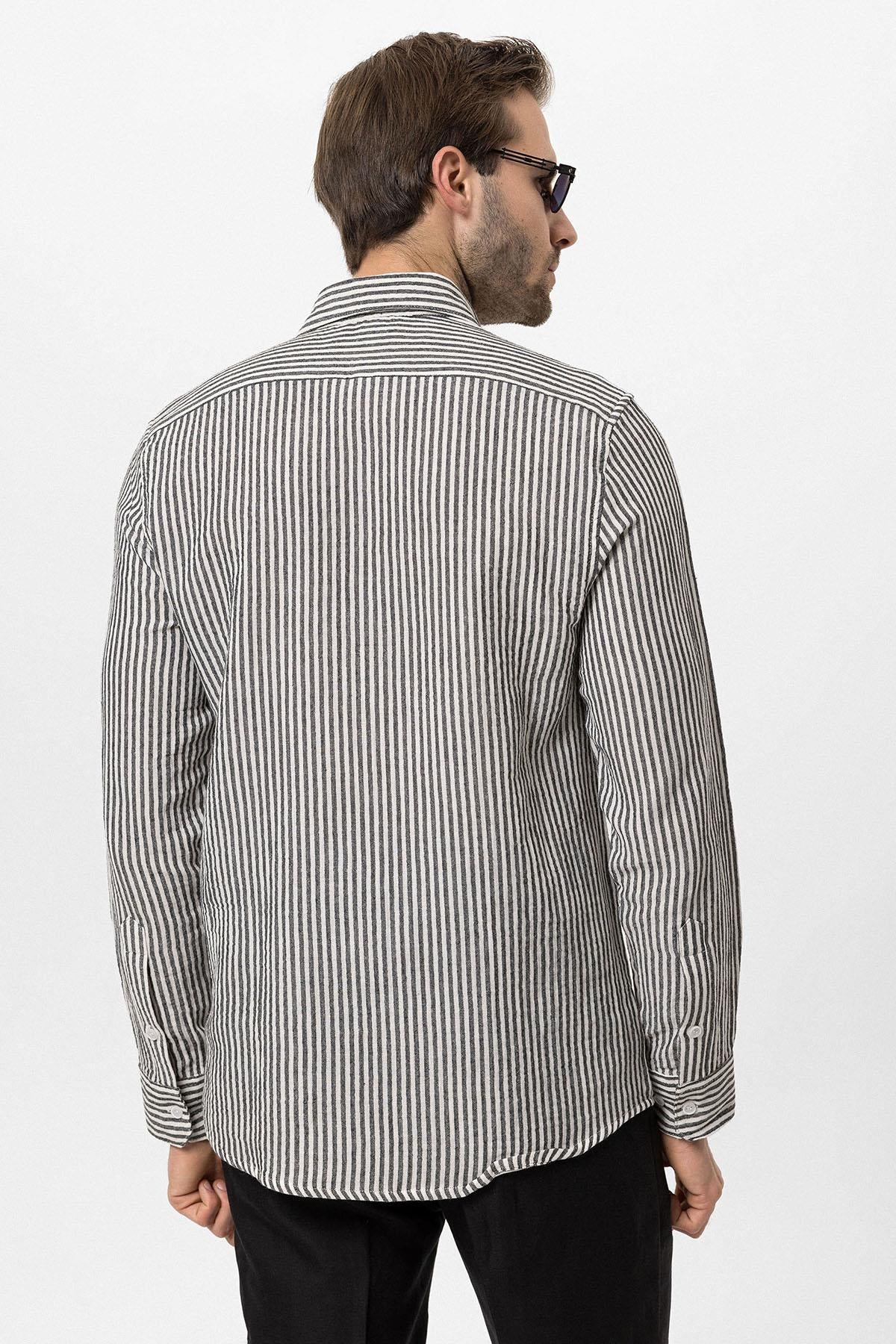Antioch-Siyah Çizgili Erkek Gömlek-Gömlek-6-Milagron.com