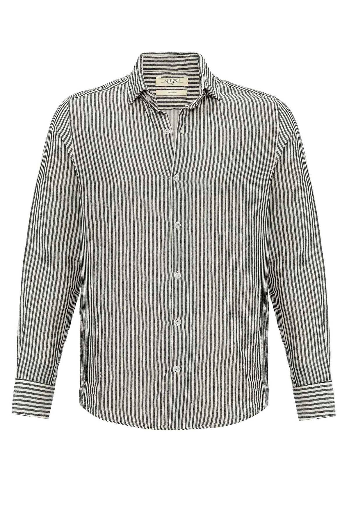 Antioch-Siyah Çizgili Erkek Gömlek-Gömlek-7-Milagron.com