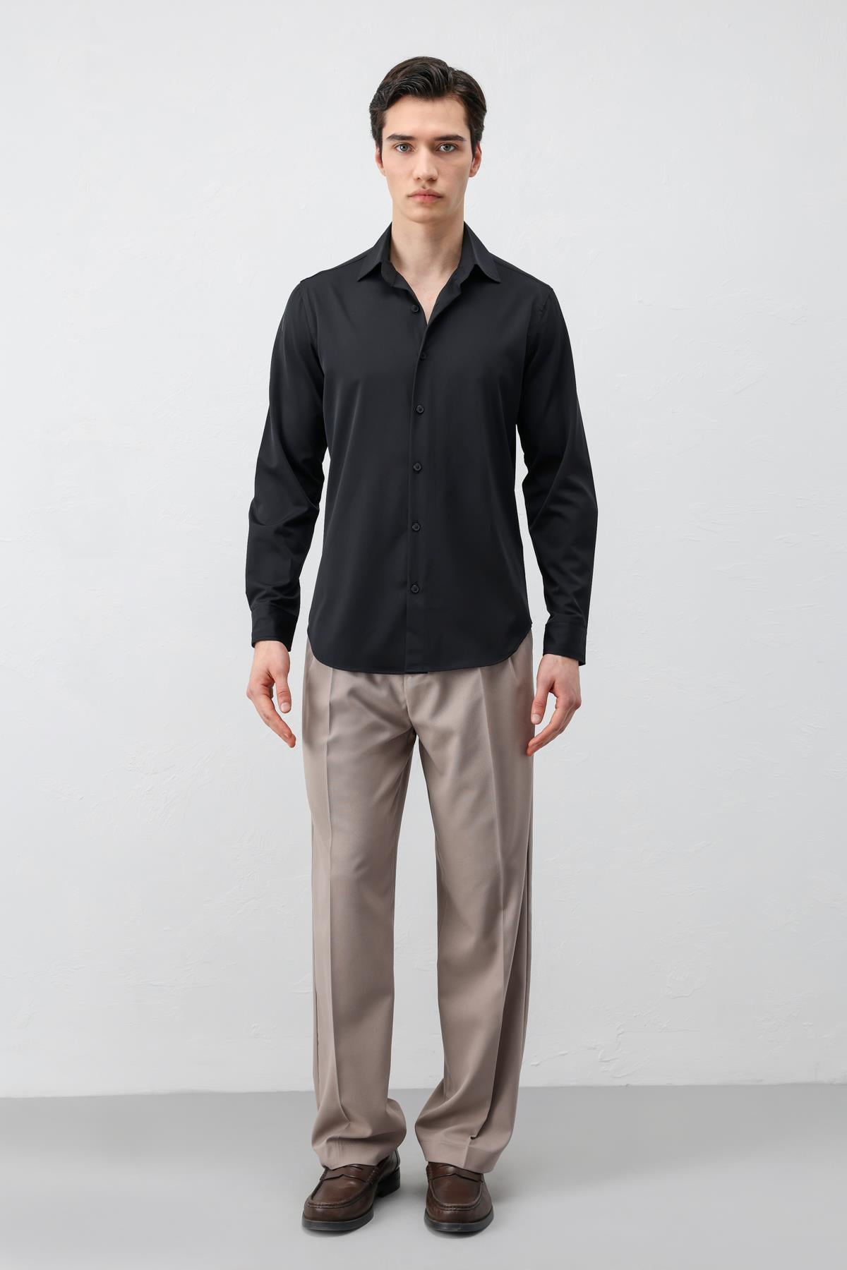 Antioch Siyah Comfort Slim Erkek Gömlek