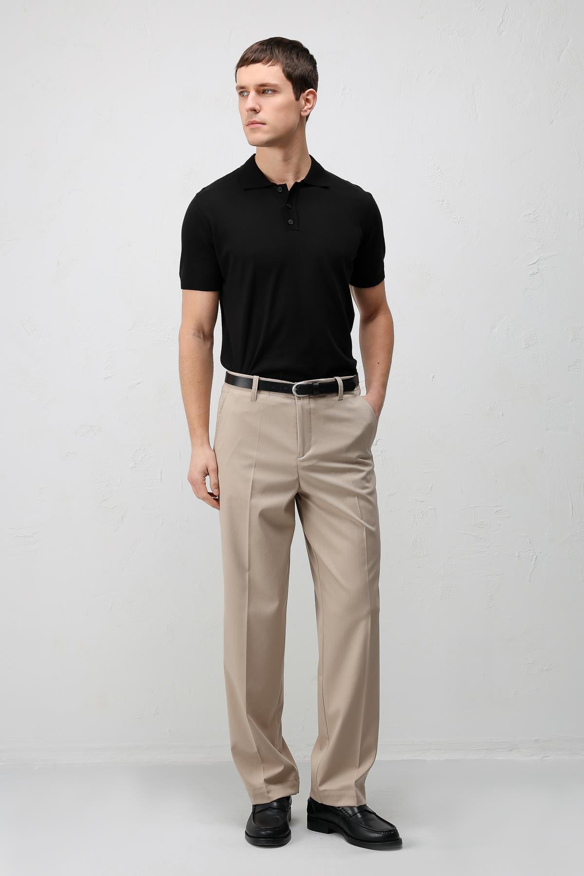 Antioch Siyah Comfort Slim Polo Yaka Erkek Triko T-Shirt