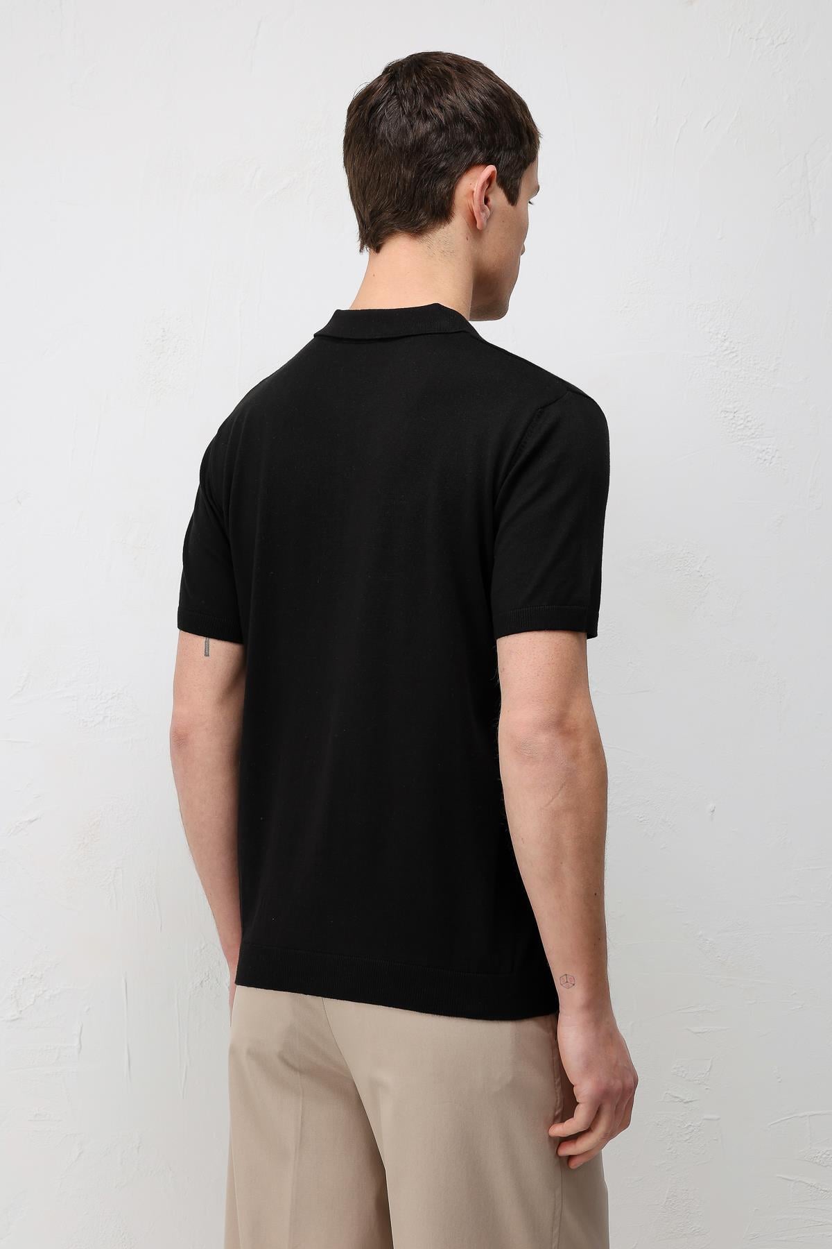 Antioch Siyah Comfort Slim Polo Yaka Erkek Triko T-Shirt