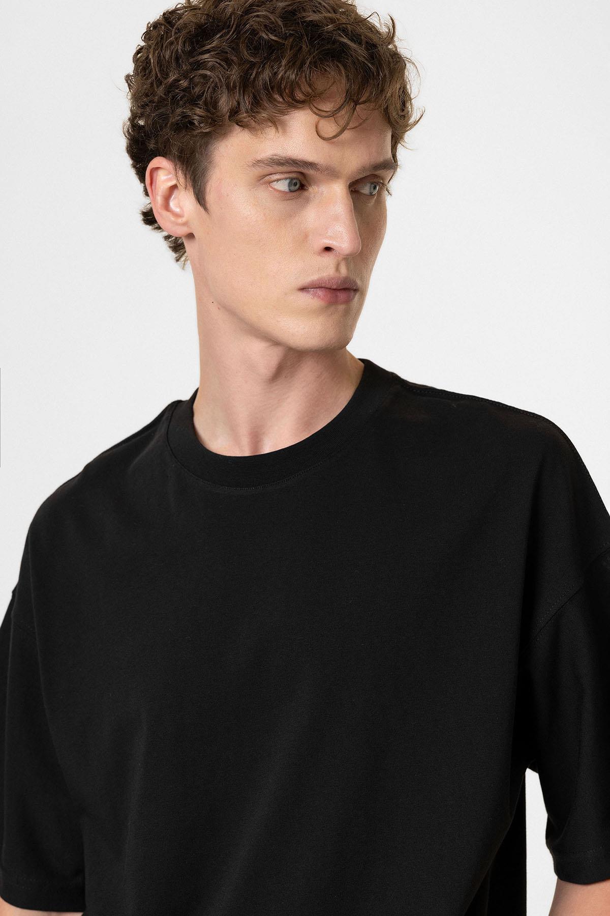 Antioch-Siyah Crop Fit Erkek T Shirt-T-Shirts-4-Milagron.com