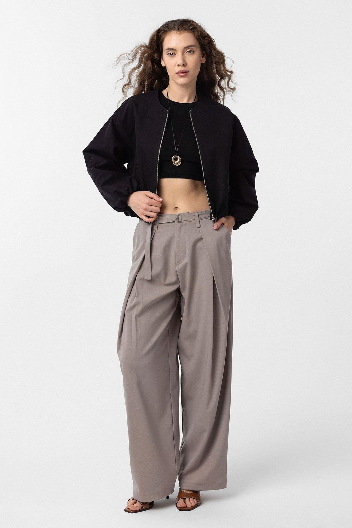 Antioch-Siyah Crop Kadın Bomber Mont-Mont-2-Milagron.com