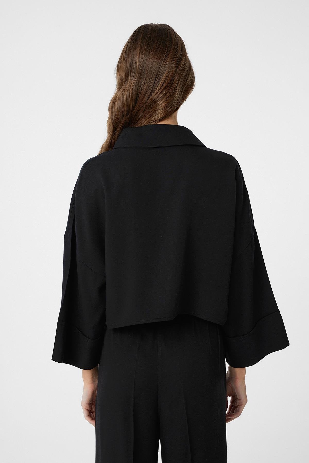 Antioch-Siyah Crop Kadın Gömlek-Gömlek-4-Milagron.com