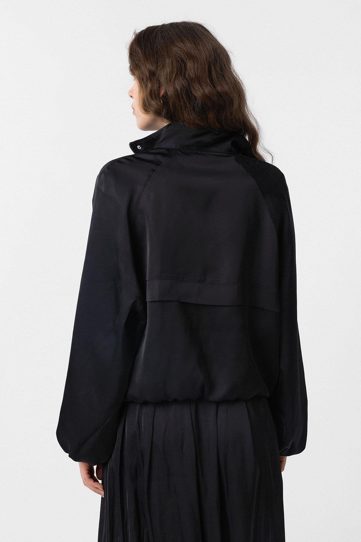 Antioch-Siyah Dik Yaka İnce Kadın Bomber Ceket-Ceket-4-Milagron.com