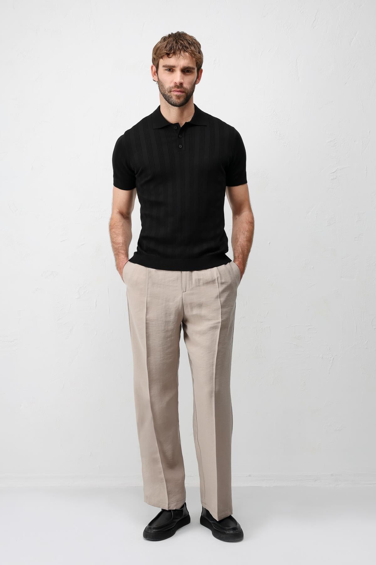 Antioch Siyah Dokulu Triko Erkek Polo T-Shirt