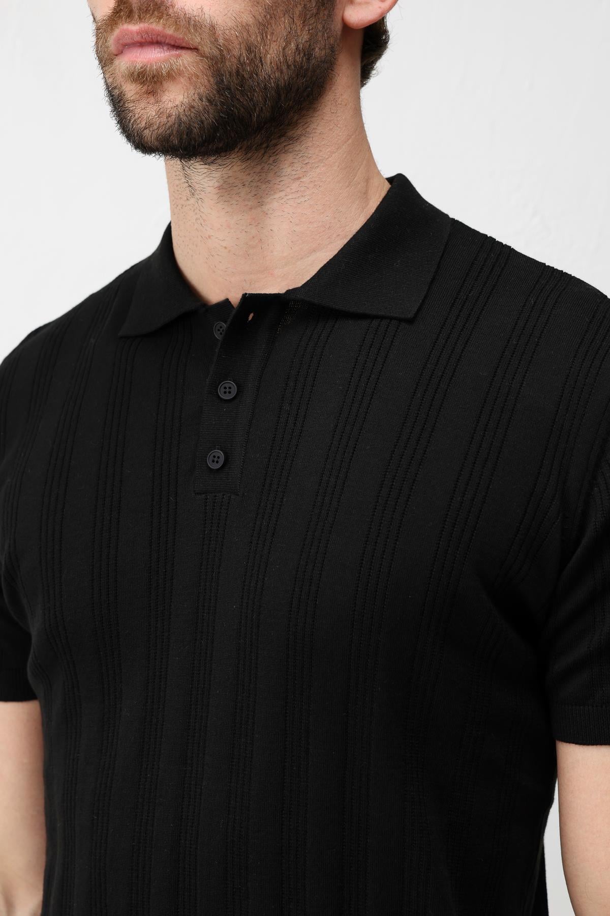 Antioch Siyah Dokulu Triko Erkek Polo T-Shirt