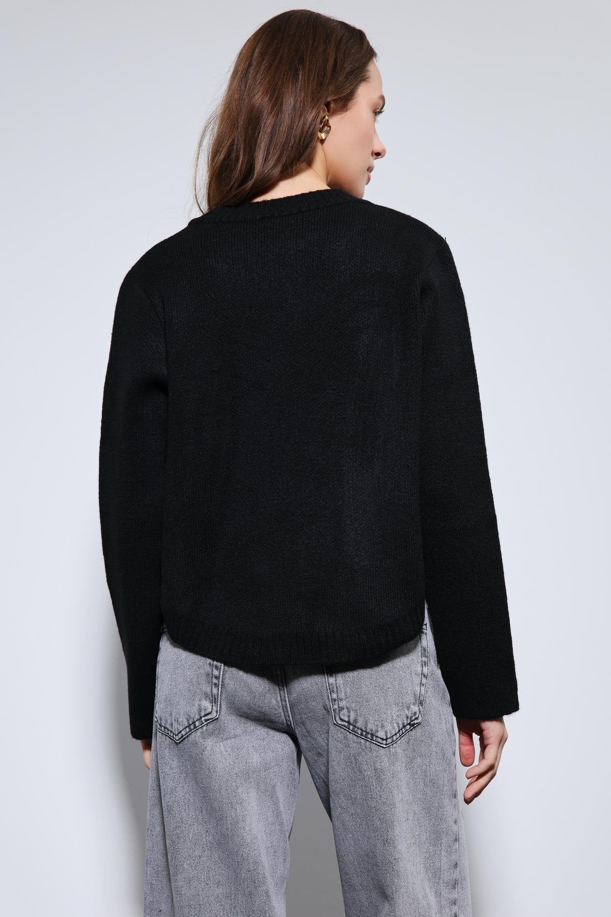 Antioch-Siyah Düğme Detaylı Triko Kazak-Kazak-9-Milagron.com