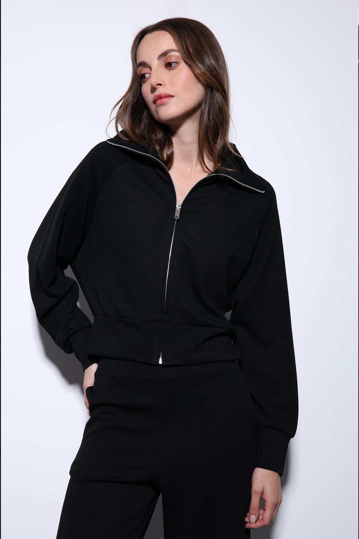 Antioch-Siyah Fermuarlı Kadın Eşofman Takım-Takım-5-Milagron.com