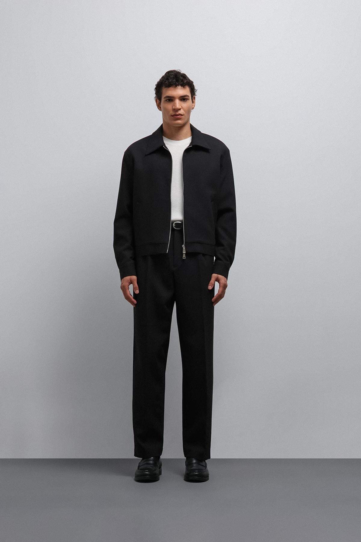 Antioch-Siyah Fermuarlı Mevsimlik Erkek Mont-Mont-3-Milagron.com