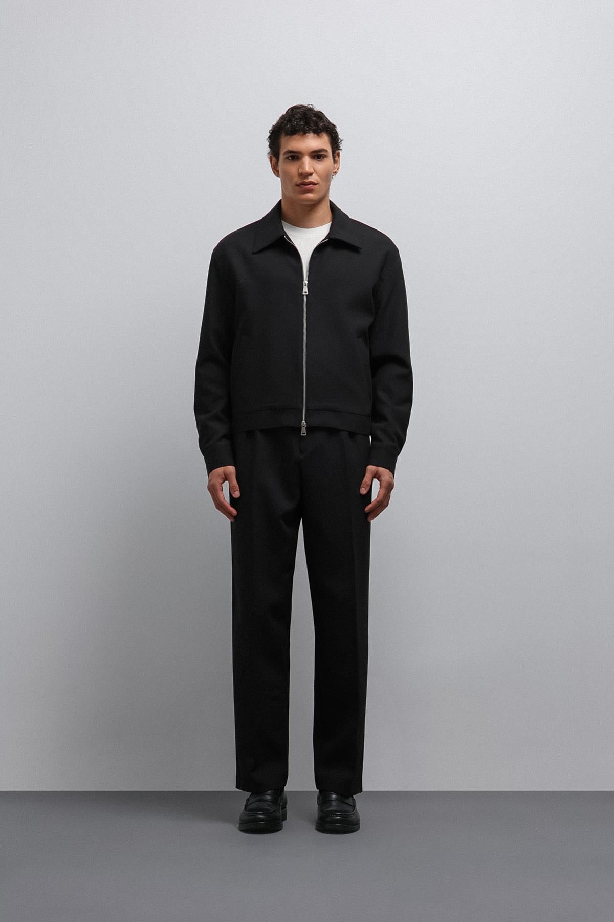 Antioch-Siyah Fermuarlı Mevsimlik Erkek Mont-Mont-4-Milagron.com