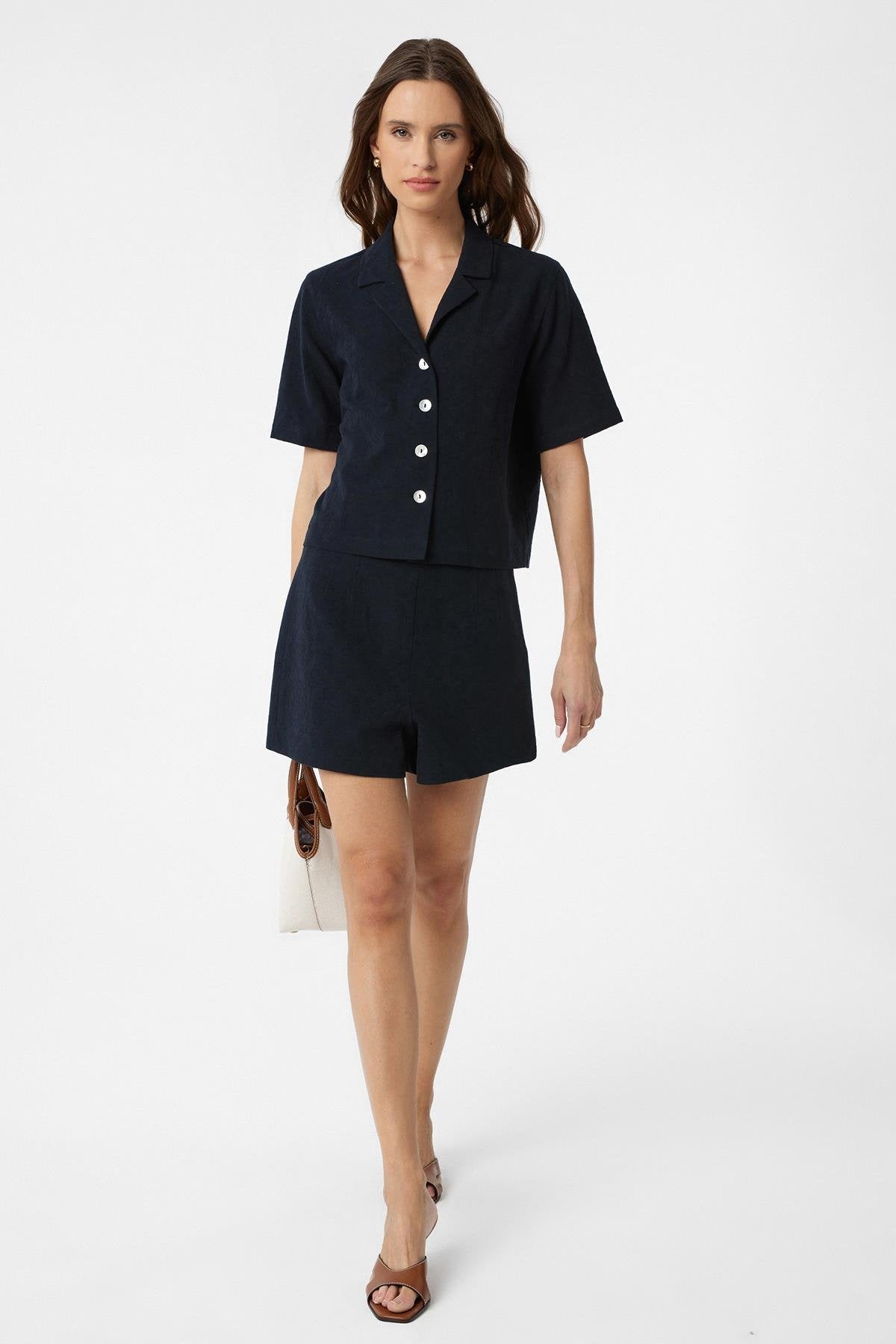 Antioch-Siyah Gömlek Şort Kadın Takım-Alt - Üst Takım-1-Milagron.com