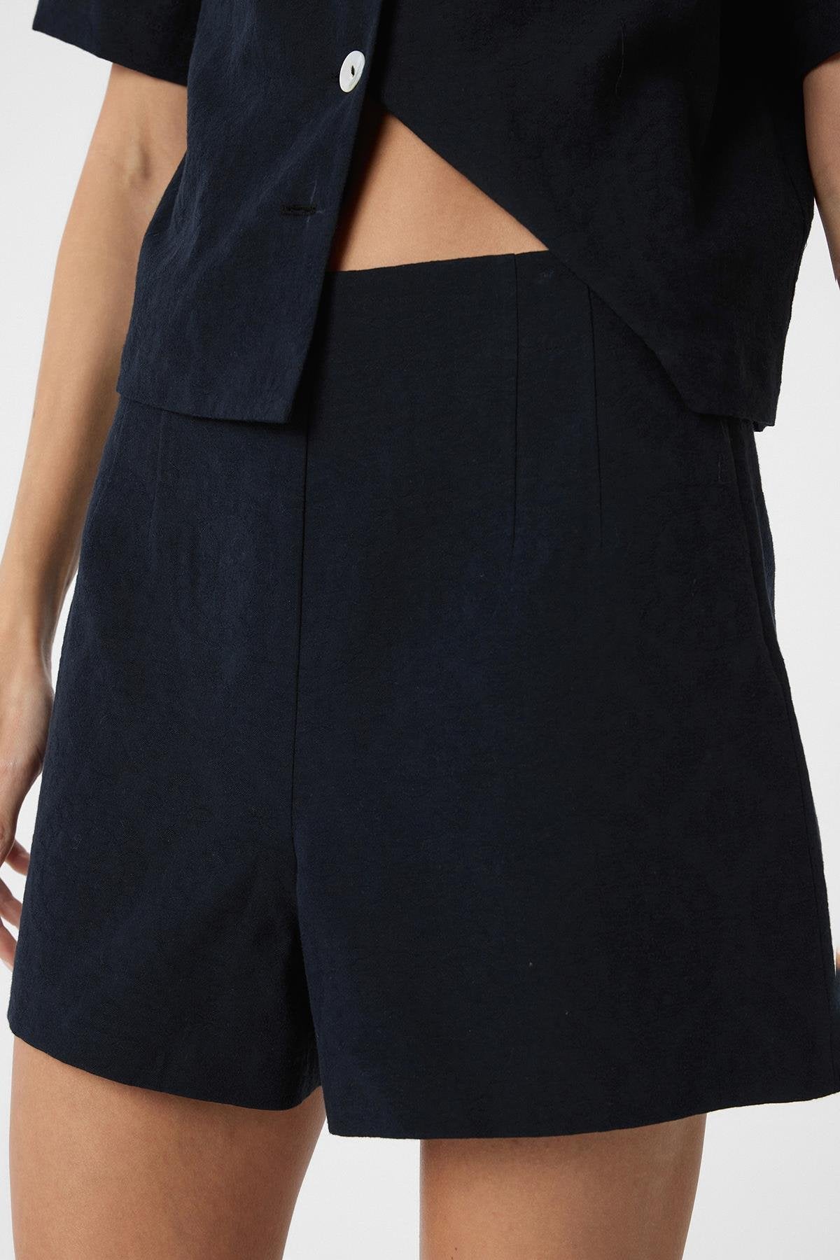 Antioch-Siyah Gömlek Şort Kadın Takım-Alt - Üst Takım-4-Milagron.com