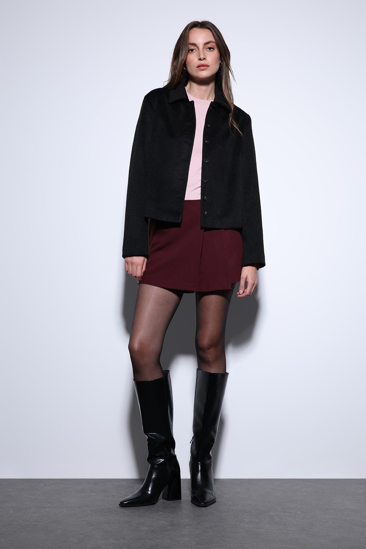 Antioch-Antioch Siyah Gömlek Yaka Kısa Kaşe Ceket-Ceket-3-Milagron.com