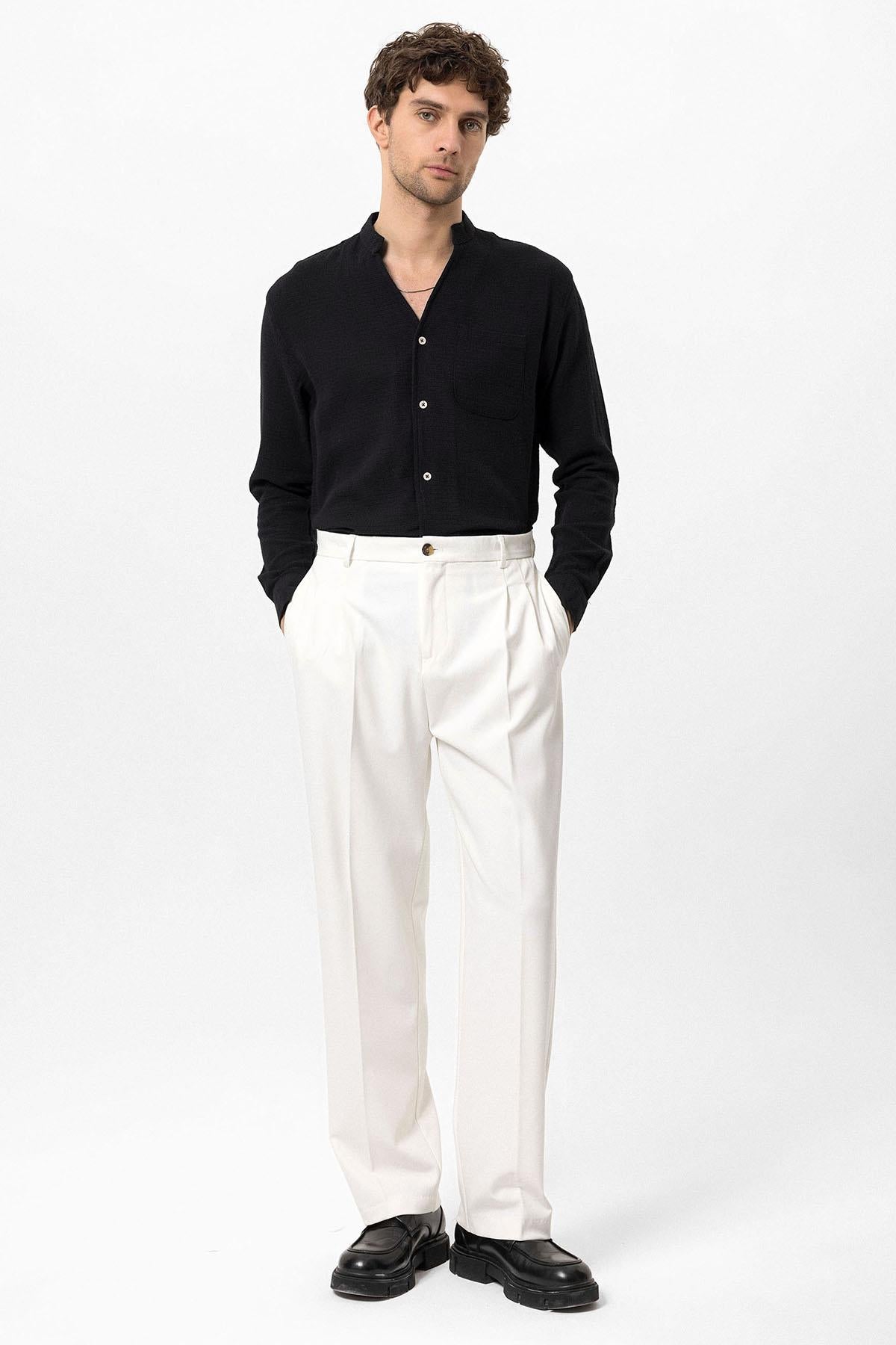 Antioch-Siyah Hakim Yaka Örme Dokulu Erkek Gömlek-Gömlek-4-Milagron.com