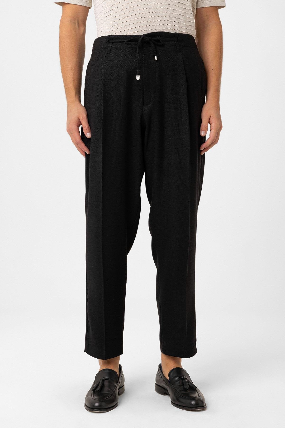 Antioch-Siyah Jogger Relaxed Fit Erkek Pantolon-Kumaş Pantolon-1-Milagron.com