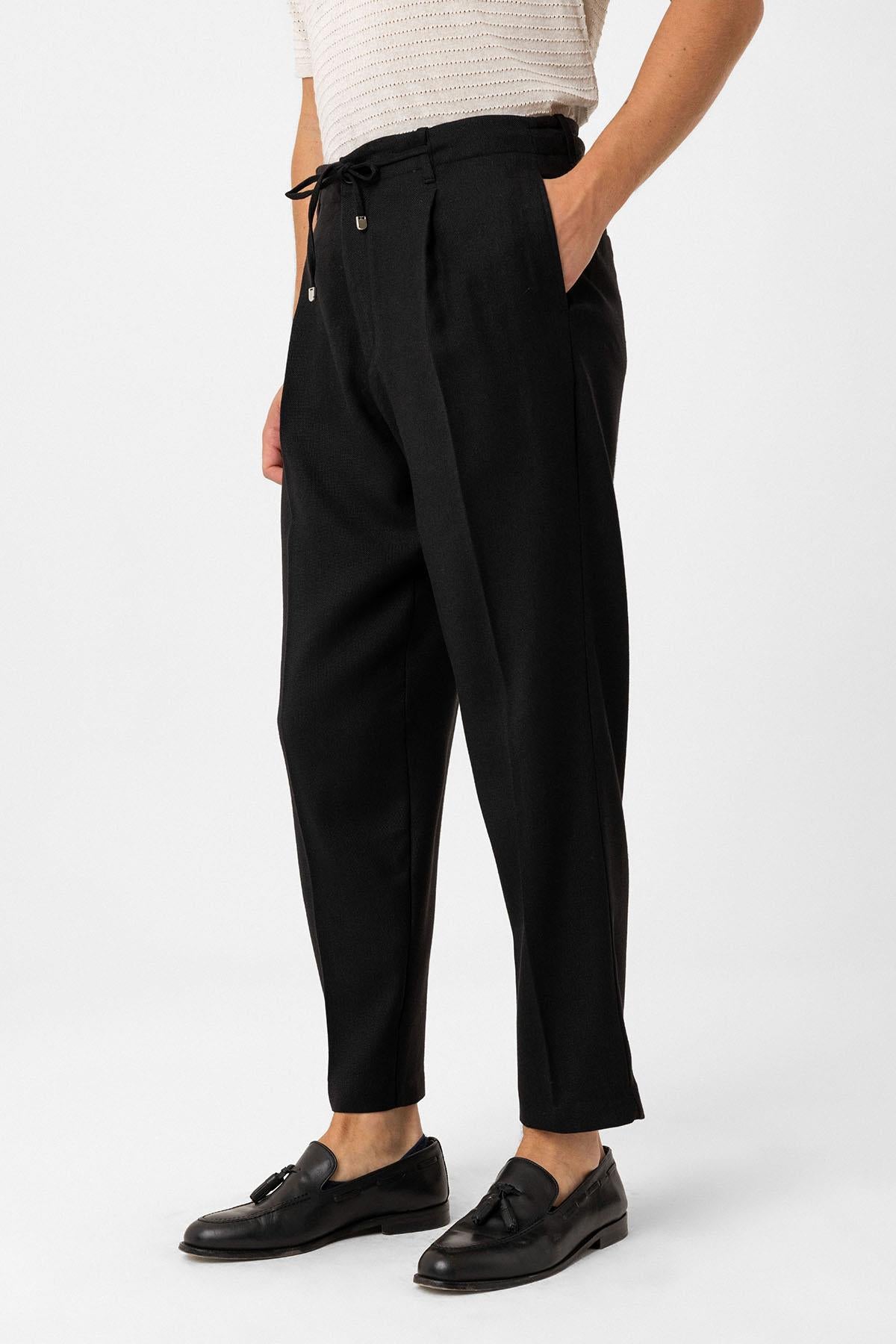 Antioch-Siyah Jogger Relaxed Fit Erkek Pantolon-Kumaş Pantolon-3-Milagron.com