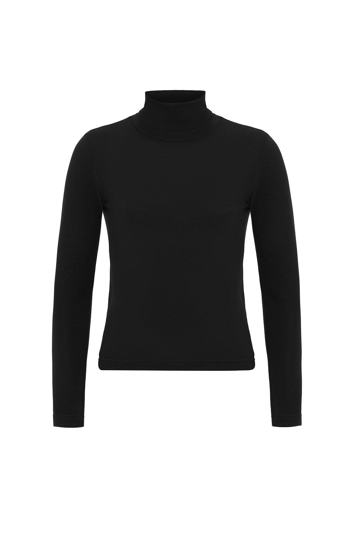 Antioch-Siyah Kadın Boğazlı Triko Kazak-Kazak & Triko-1-Milagron.com