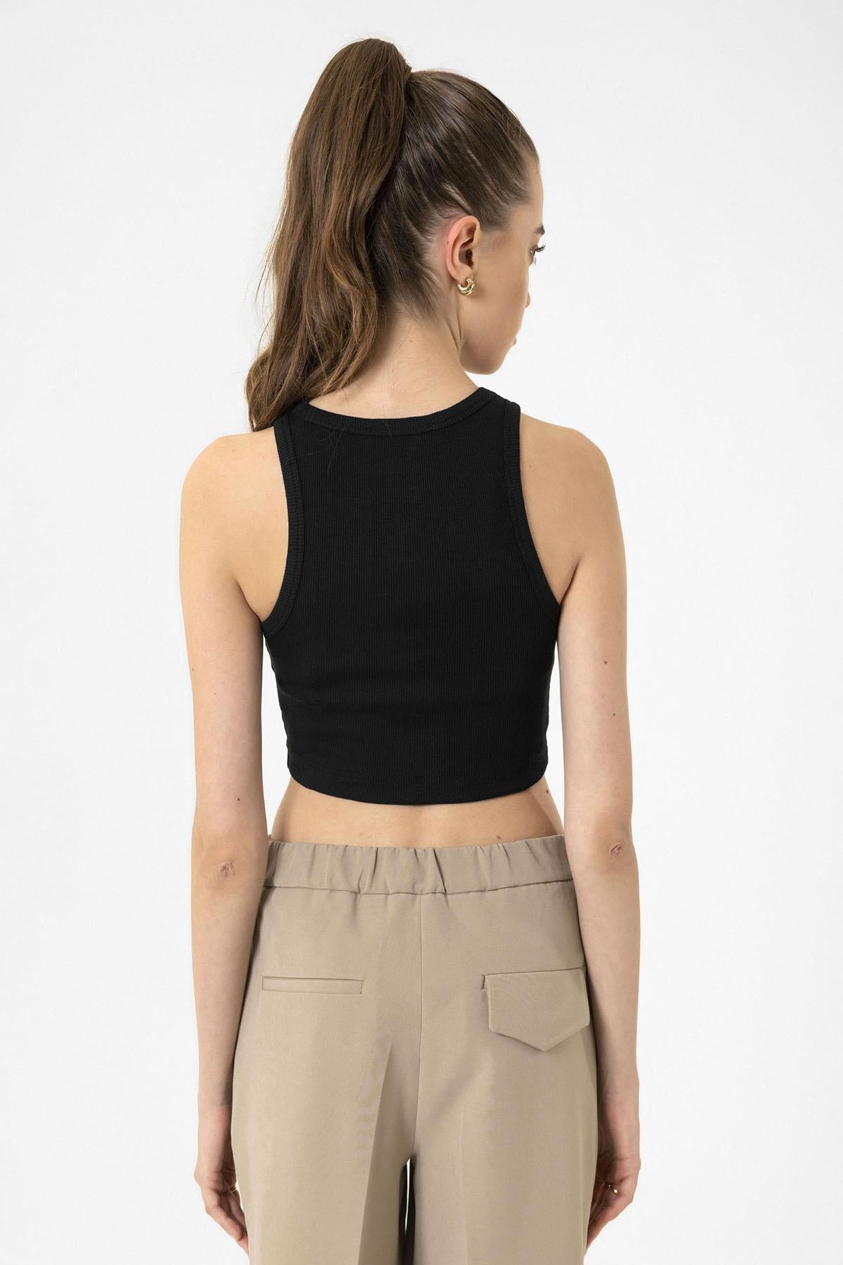 Antioch-Siyah Kadın Fitilli Crop Atlet-Atlet-6-Milagron.com