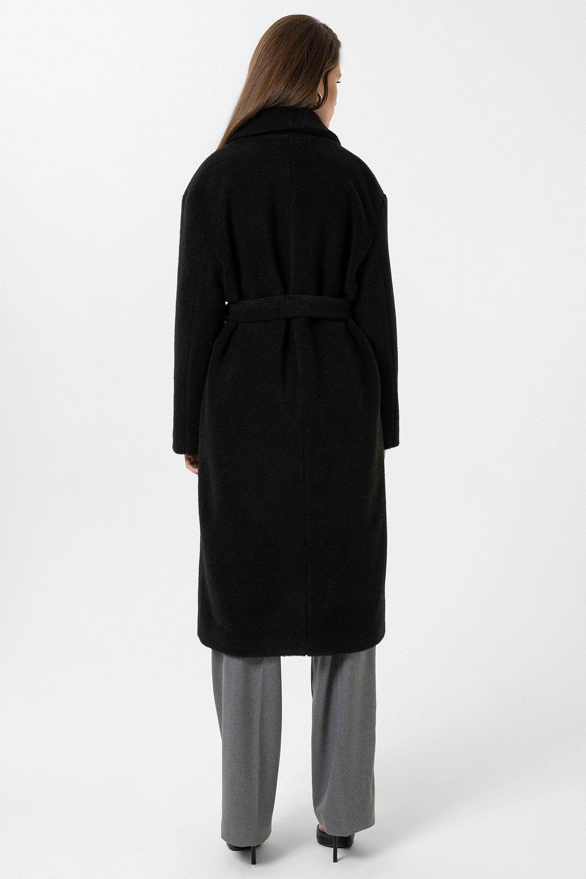 Antioch-Siyah Kadın Kuşaklı Yumuşak Dokulu Kaban-Kaban-7-Milagron.com