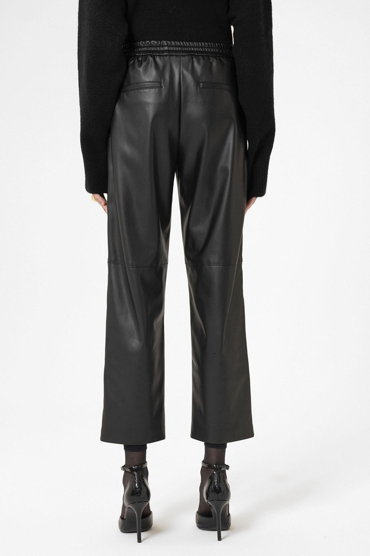 Antioch-Siyah Kadın Suni Deri Pantolon-Deri Pantolon-5-Milagron.com