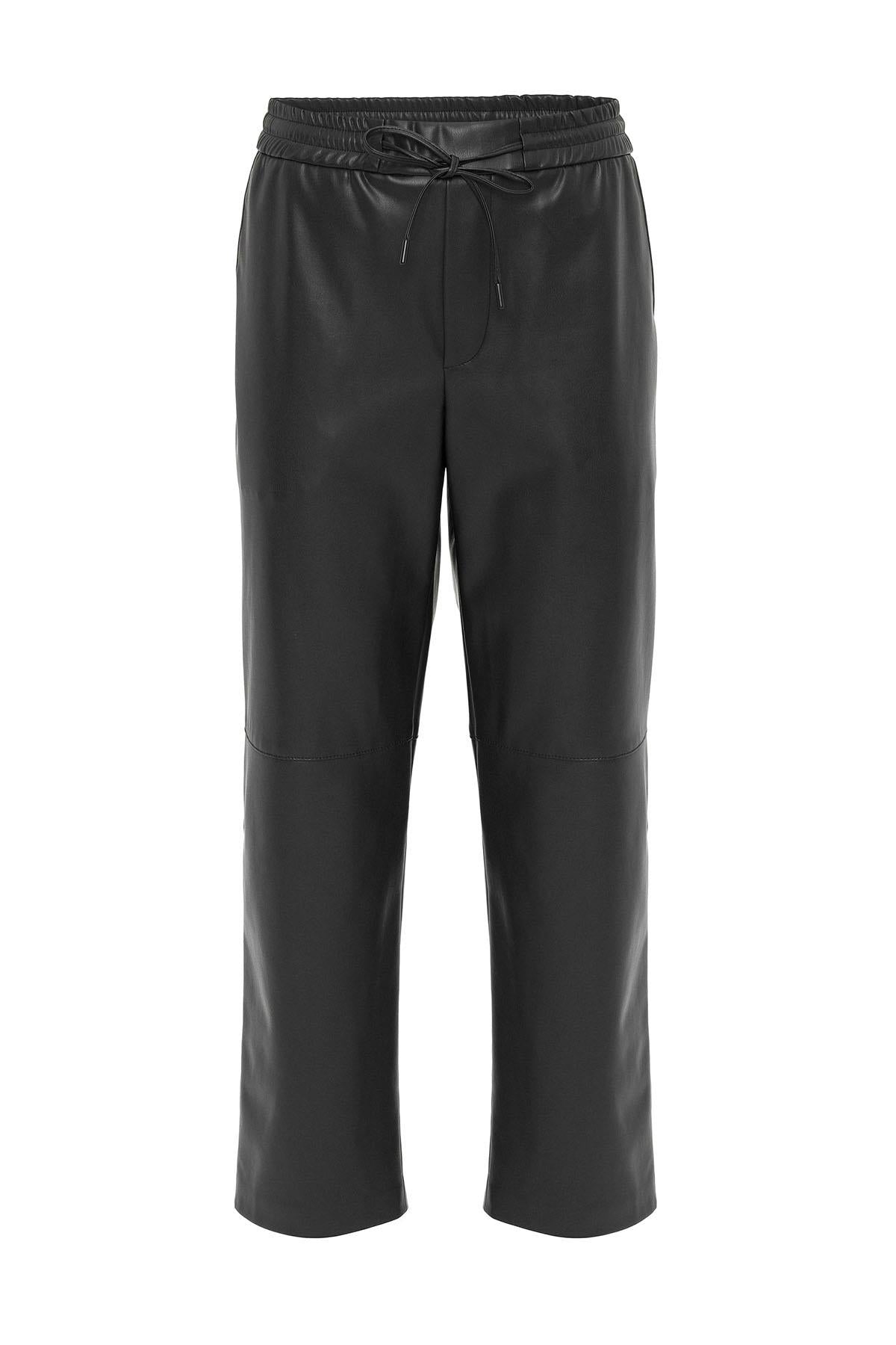 Antioch-Siyah Kadın Suni Deri Pantolon-Deri Pantolon-6-Milagron.com