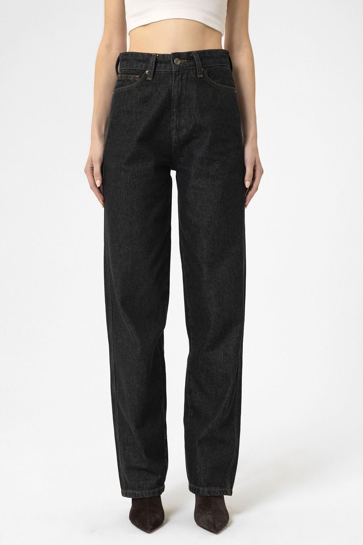 Antioch-Siyah Kadın Yüksek Bel Kot Pantolon-Kot Pantolon-1-Milagron.com