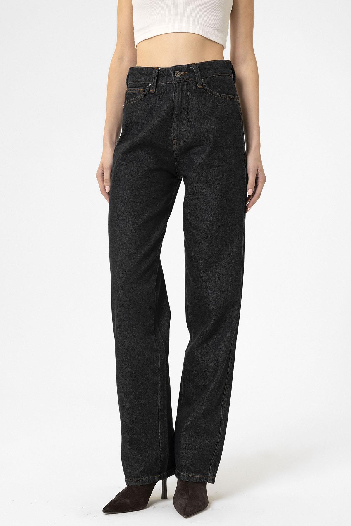 Antioch-Siyah Kadın Yüksek Bel Kot Pantolon-Kot Pantolon-2-Milagron.com