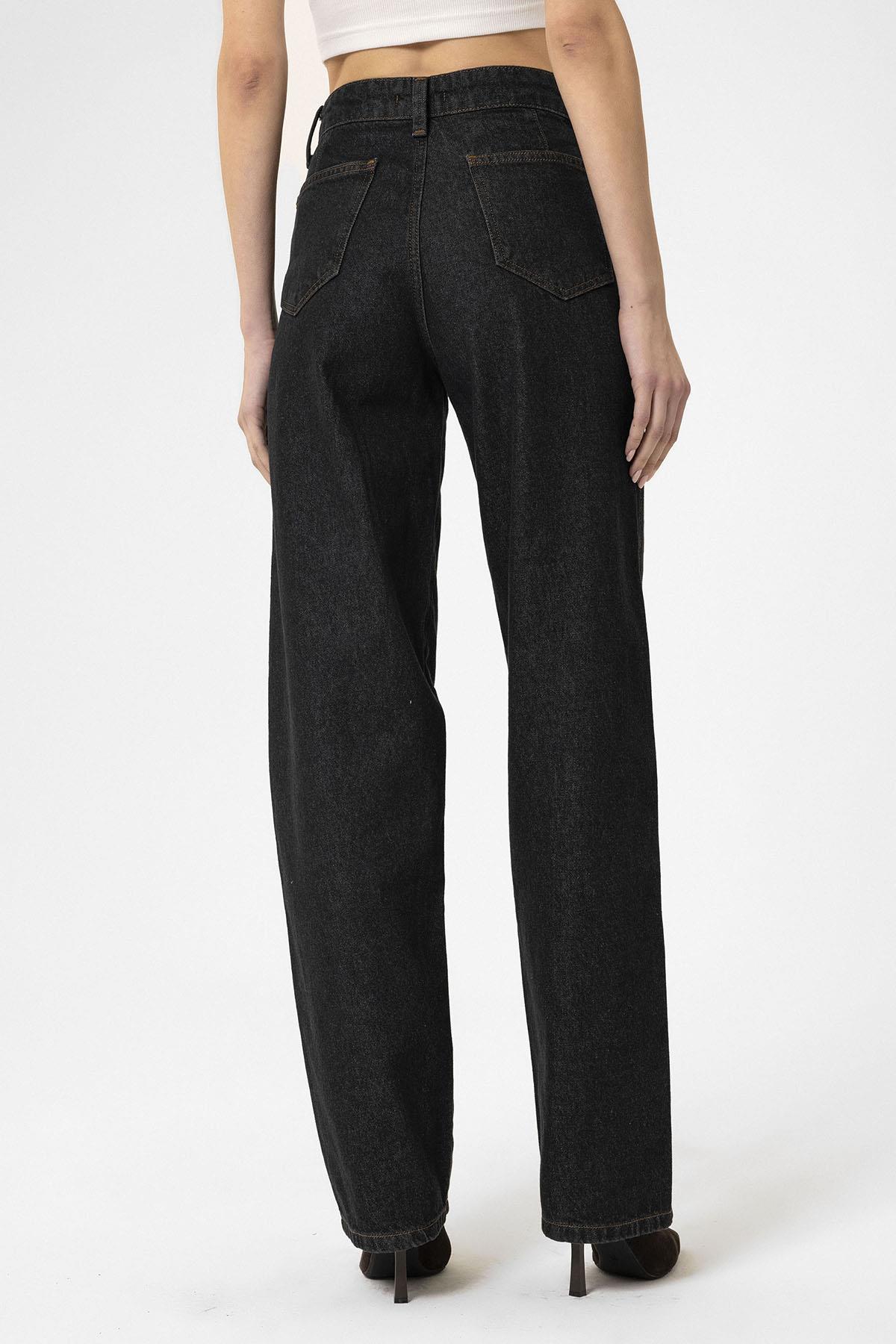 Antioch-Siyah Kadın Yüksek Bel Kot Pantolon-Kot Pantolon-7-Milagron.com