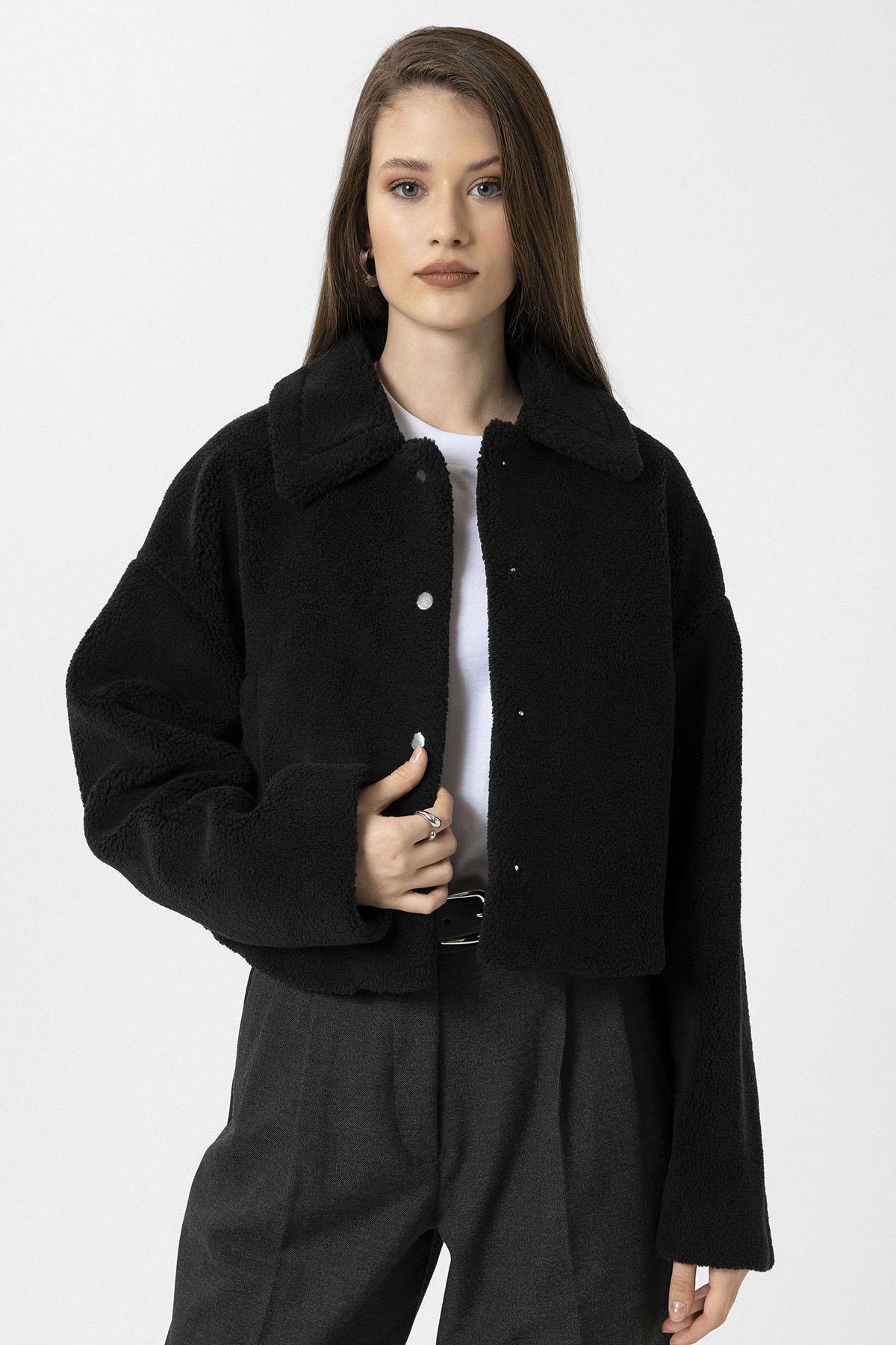 Antioch-Siyah Kadın Yumuşak Dokulu Mont-Mont-4-Milagron.com