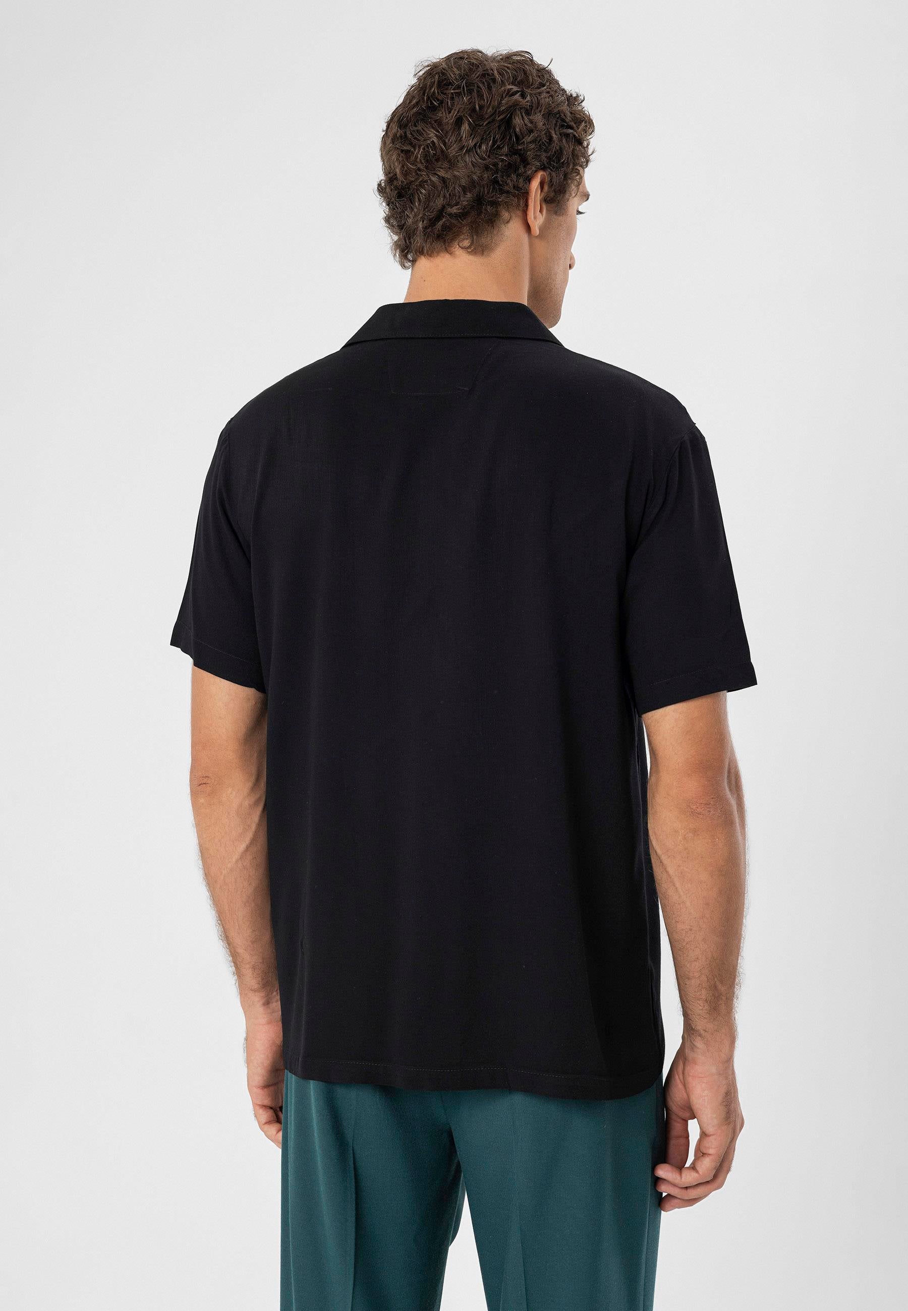 Antioch-Siyah Kısa Kollu Regular Fit Erkek Gömlek-Gömlek-6-Milagron.com