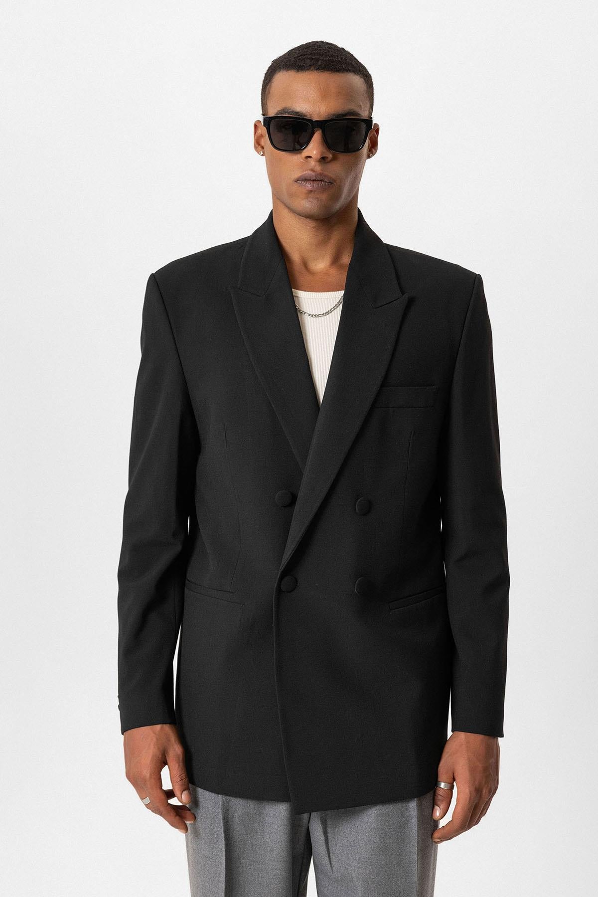 Antioch-Siyah Kruvaze Ceket-Ceket-1-Milagron.com