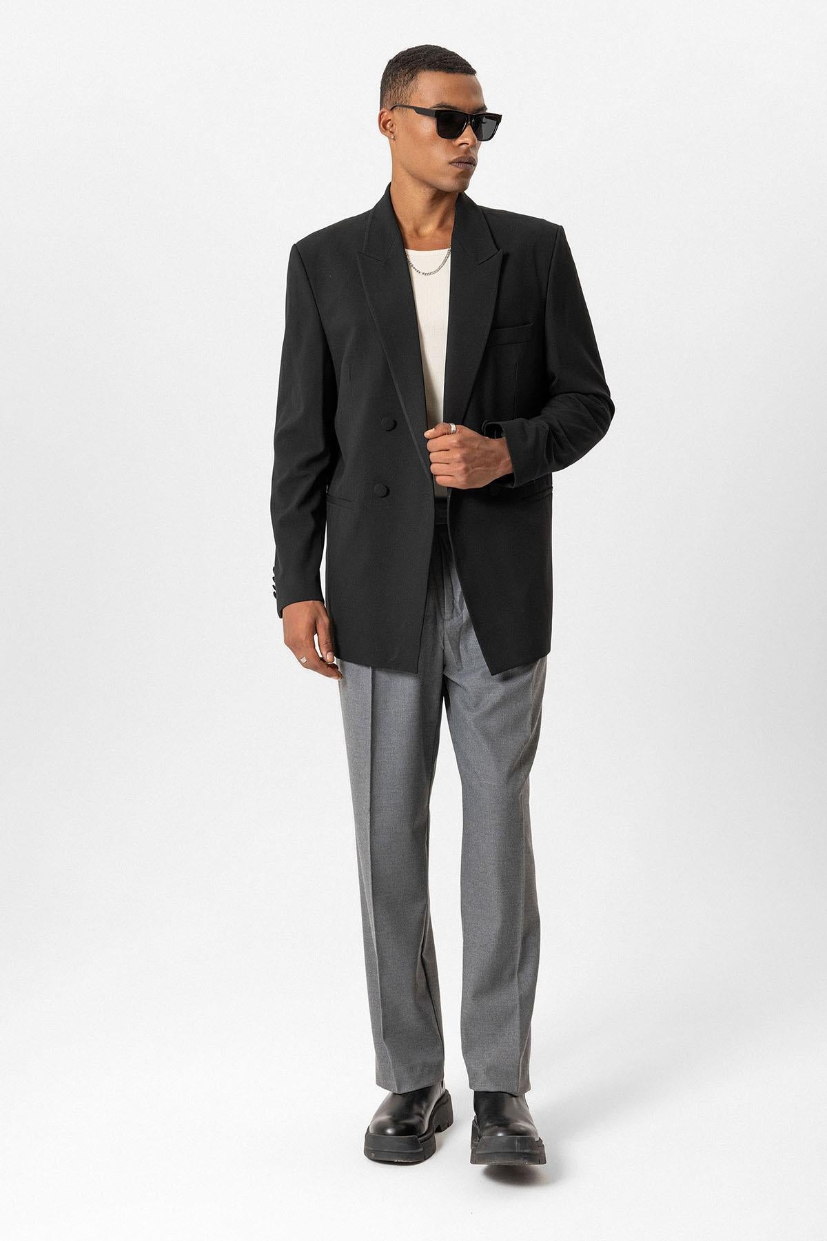 Antioch-Siyah Kruvaze Ceket-Ceket-2-Milagron.com