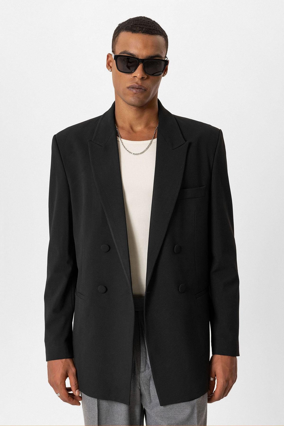 Antioch-Siyah Kruvaze Ceket-Ceket-4-Milagron.com