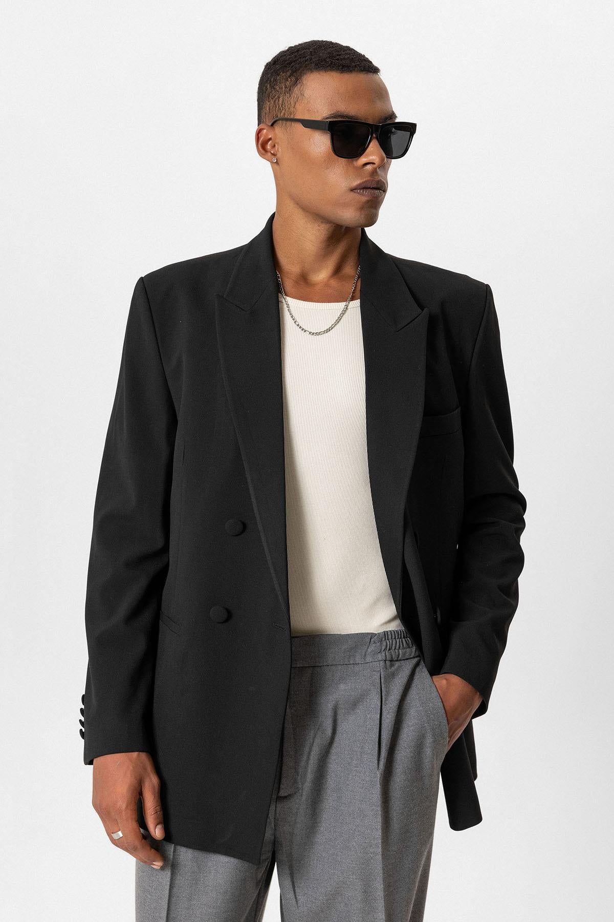 Antioch-Siyah Kruvaze Ceket-Ceket-5-Milagron.com