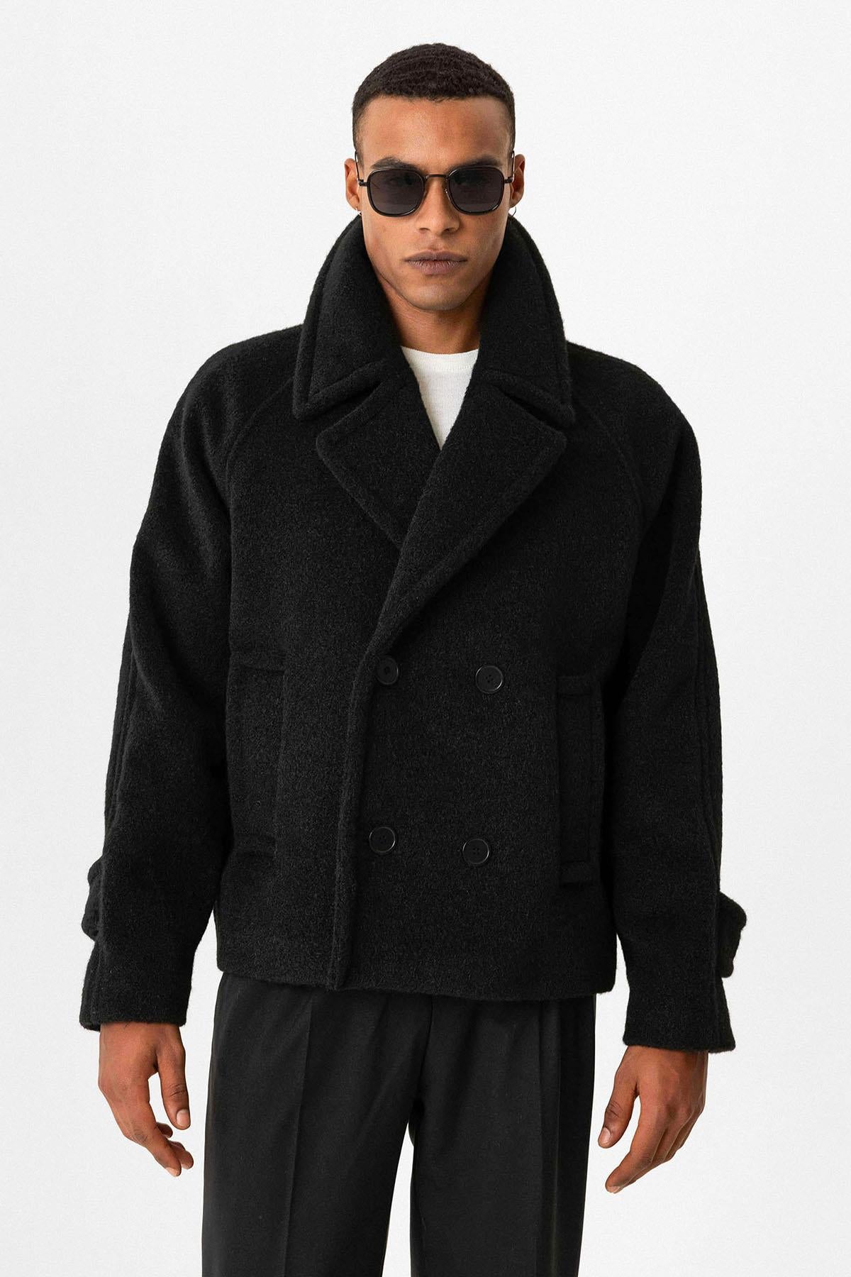 Antioch-Siyah Kruvaze Crop Fit Erkek Mont-Mont-2-Milagron.com