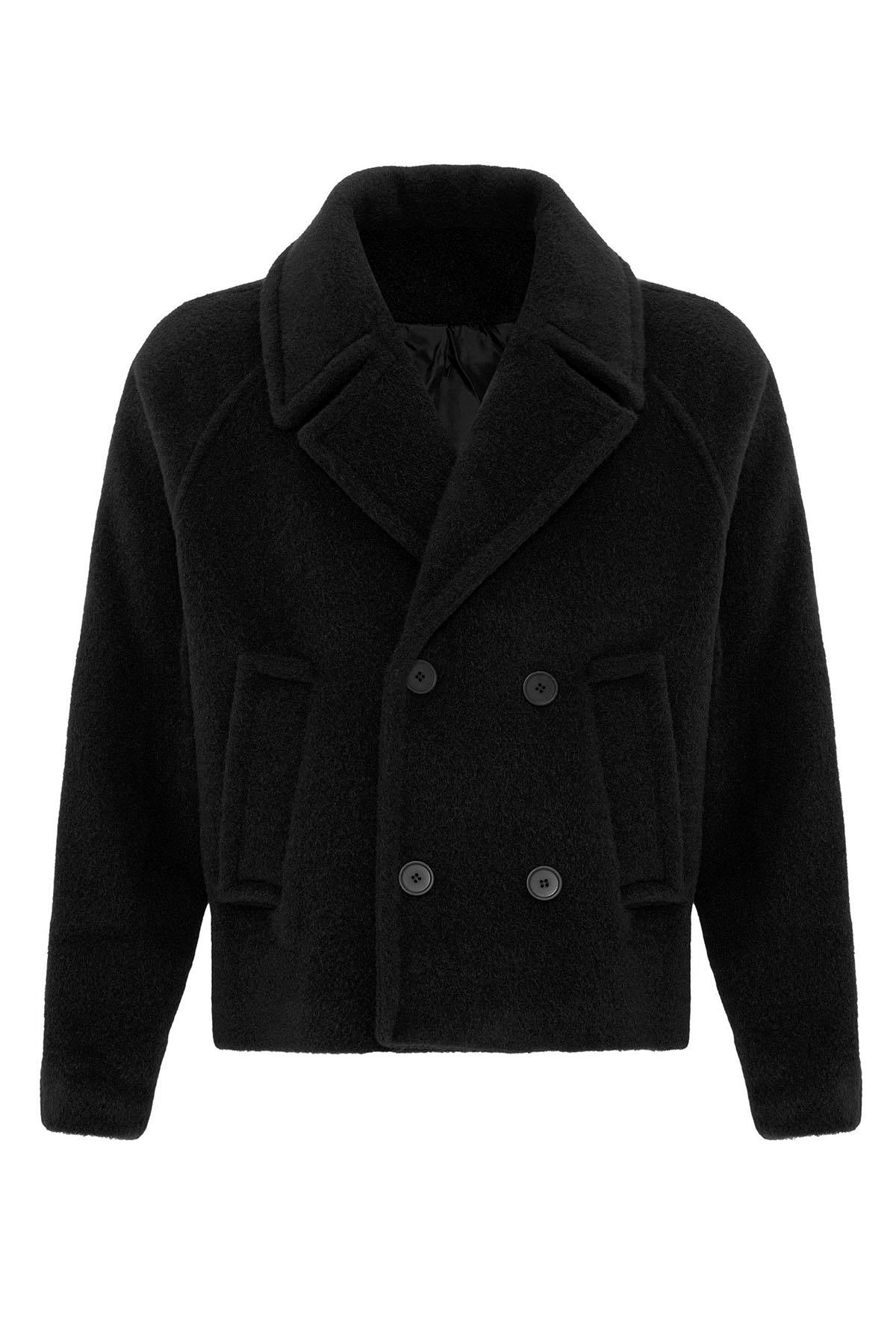 Antioch-Siyah Kruvaze Crop Fit Erkek Mont-Mont-7-Milagron.com