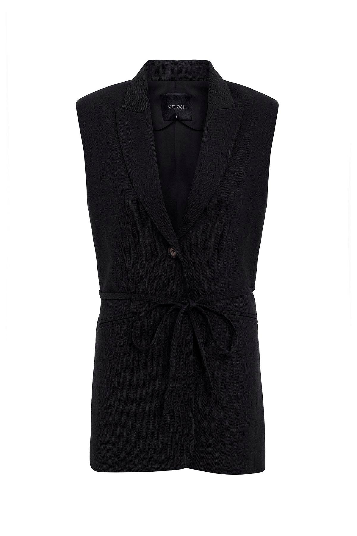 Antioch-Siyah Kuşaklı Kadın Yelek-Yelek-5-Milagron.com