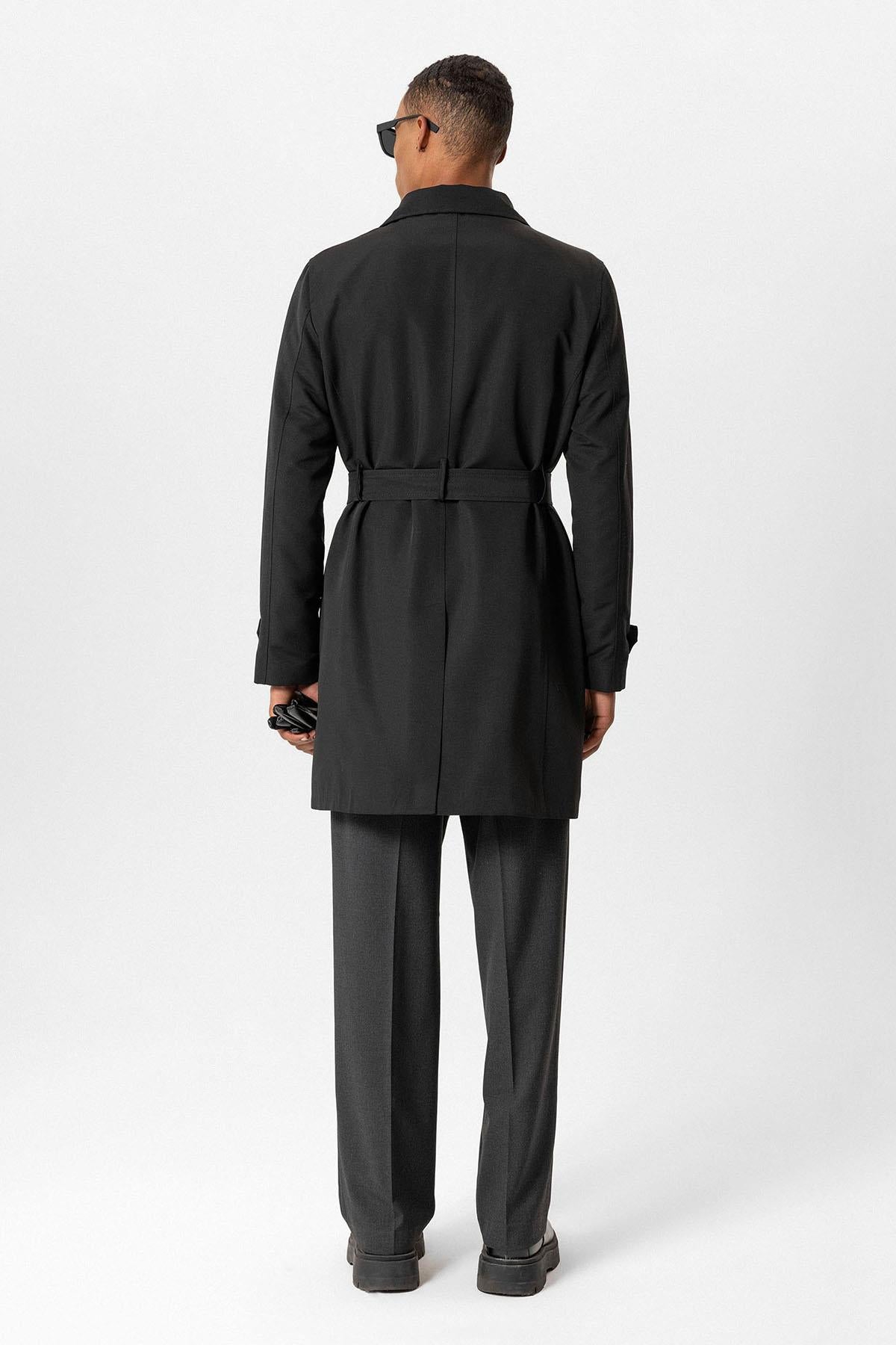 Antioch-Siyah Kuşaklı Kruvaze Trençkot-Trençkot-6-Milagron.com