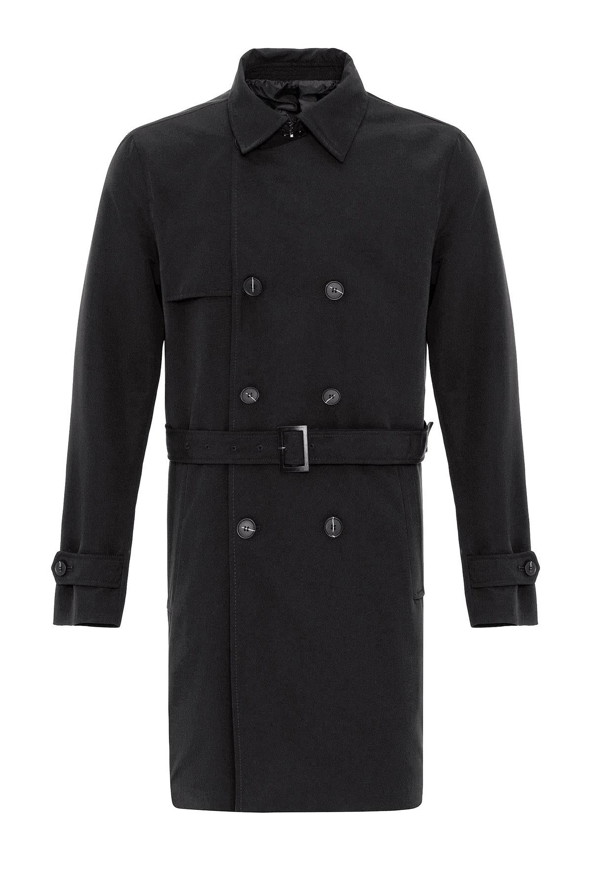 Antioch-Siyah Kuşaklı Kruvaze Trençkot-Trençkot-7-Milagron.com