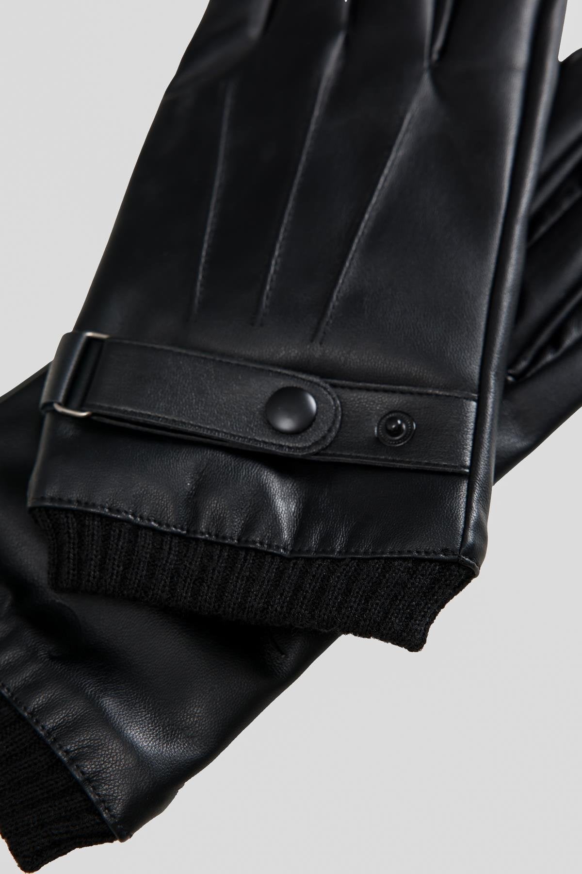 Antioch-Siyah Lastikli Suni Deri Eldiven-Eldiven-3-Milagron.com