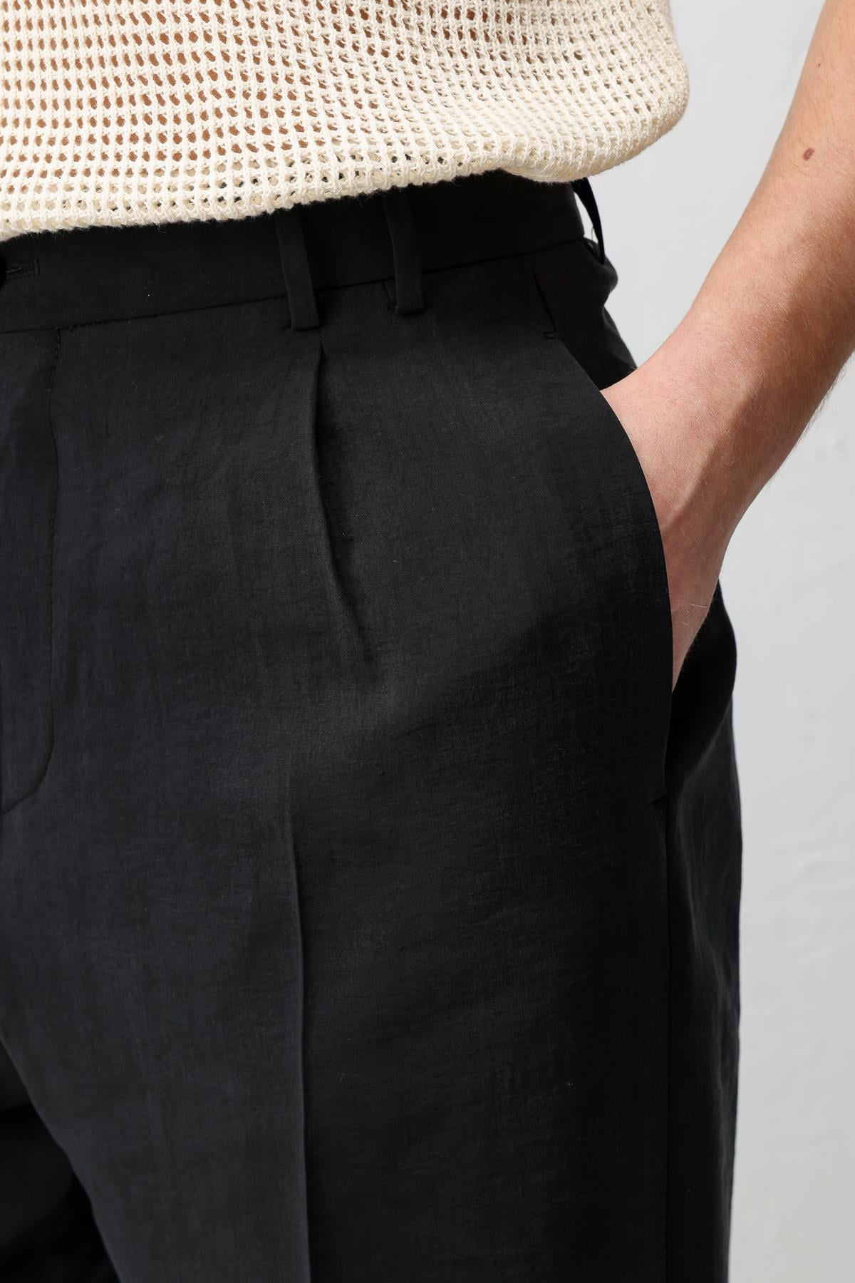 Antioch Siyah Lyocell Relaxed Fit Pileli Erkek Pantolon