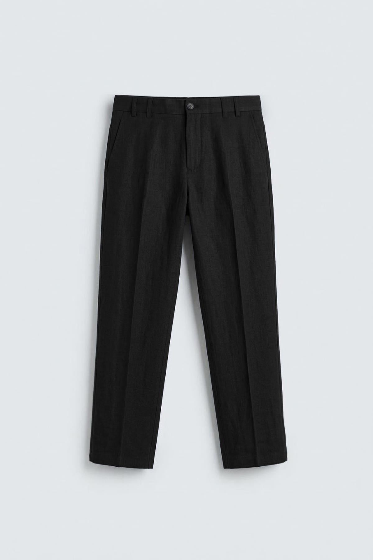 Antioch Siyah Lyocell Relaxed Fit Pileli Erkek Pantolon