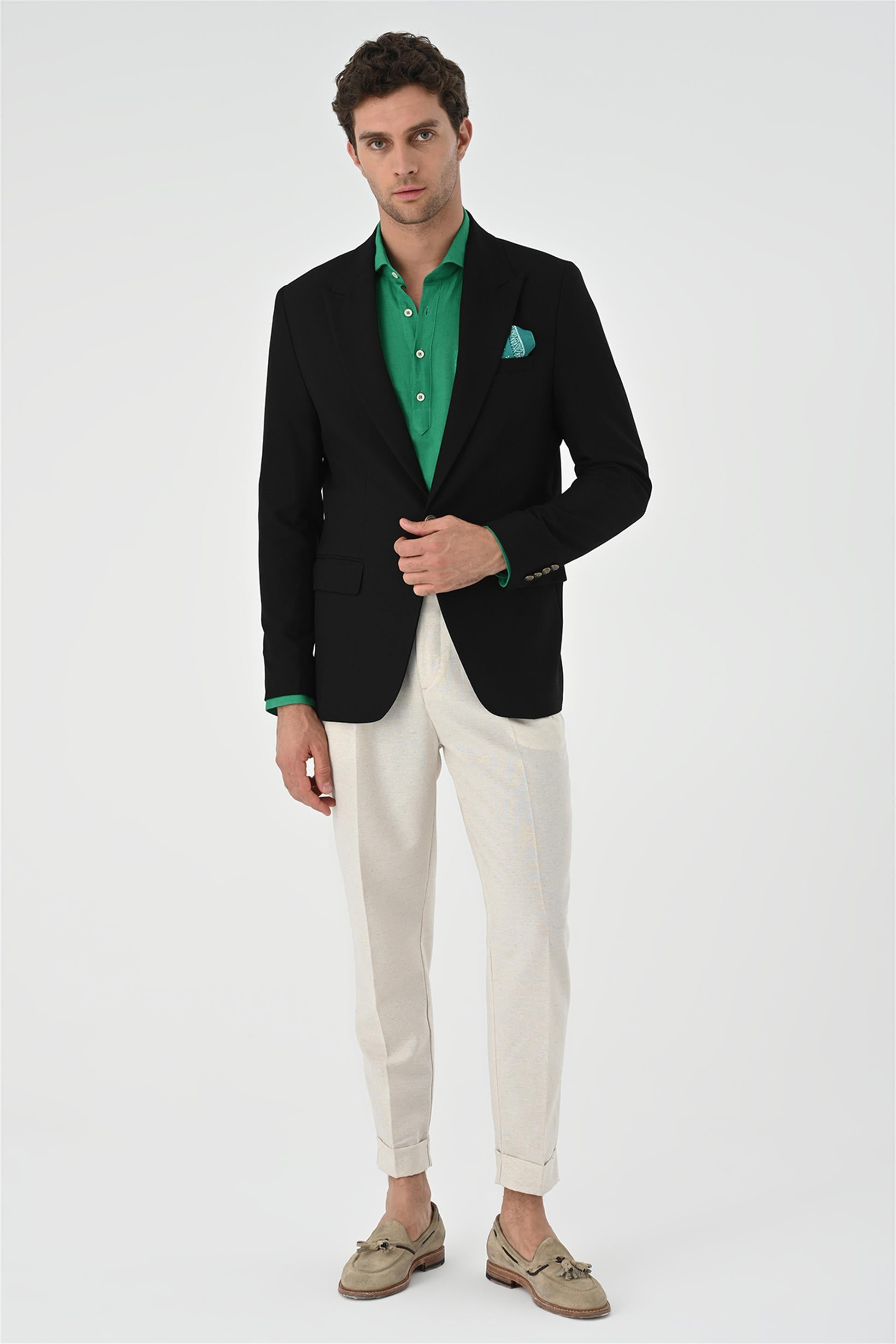 Antioch-Siyah Metal Tek Düğme Erkek Blazer Ceket-Ceket-2-Milagron.com