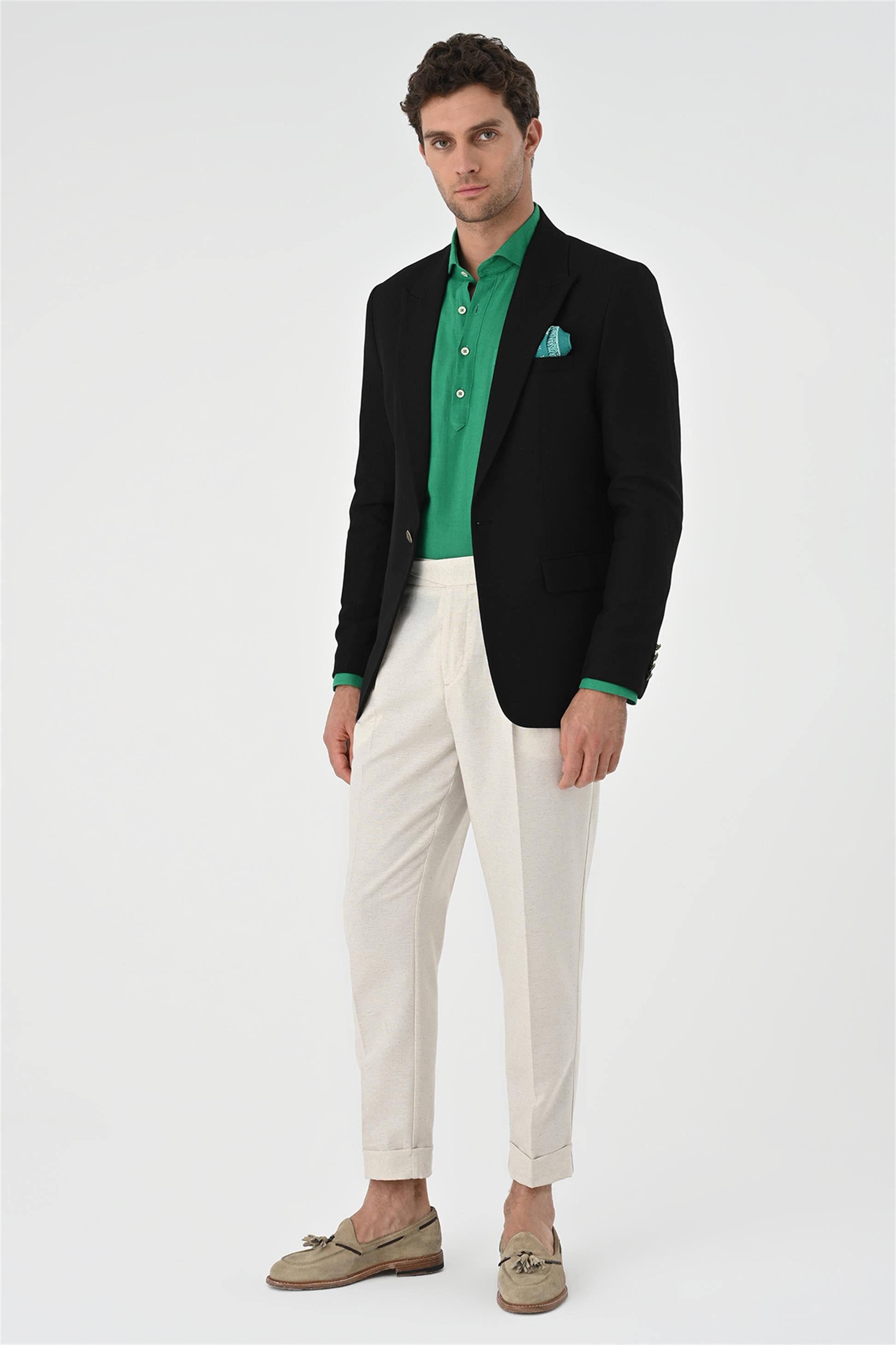 Antioch-Siyah Metal Tek Düğme Erkek Blazer Ceket-Ceket-3-Milagron.com