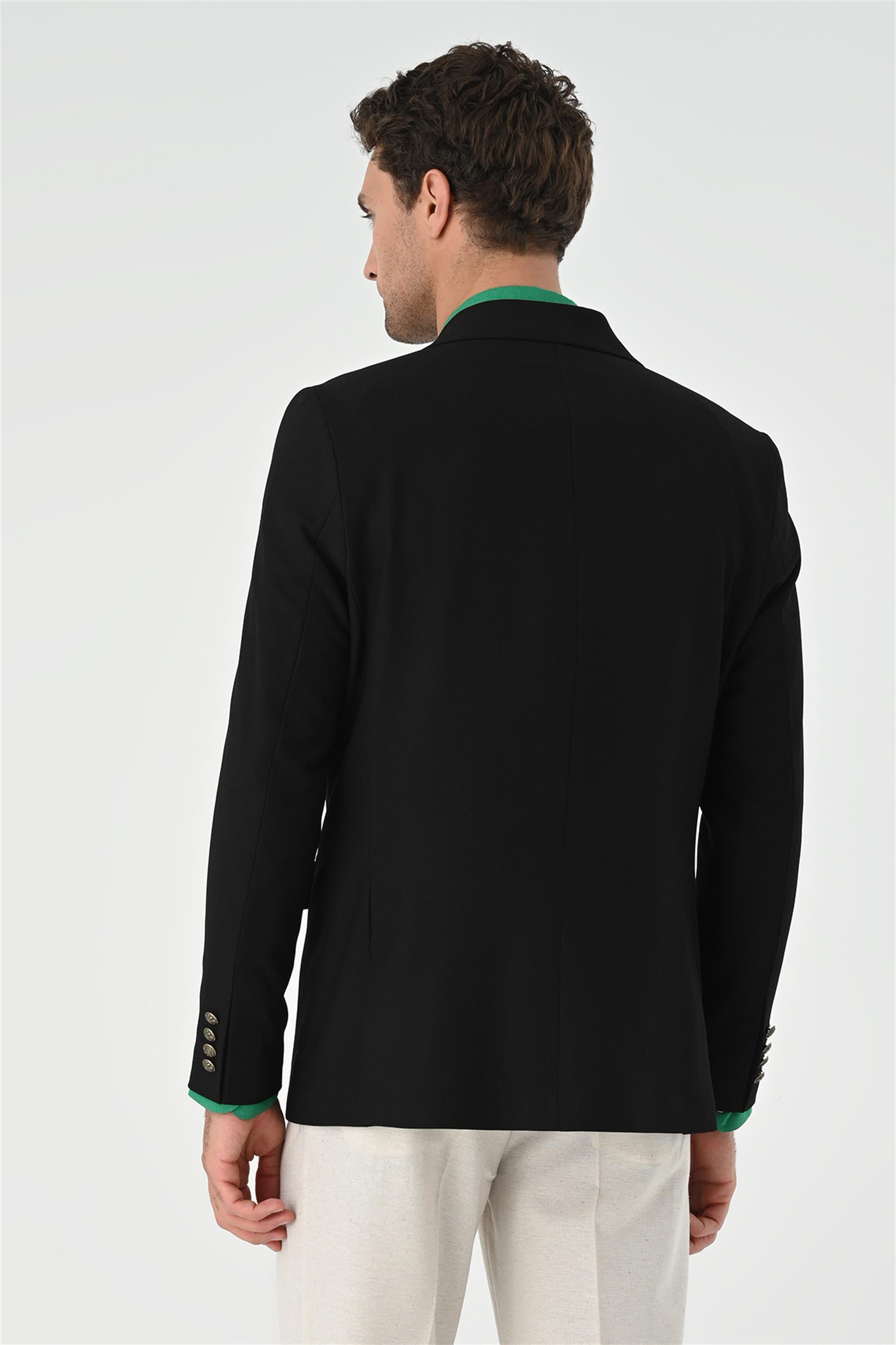 Antioch-Siyah Metal Tek Düğme Erkek Blazer Ceket-Ceket-6-Milagron.com