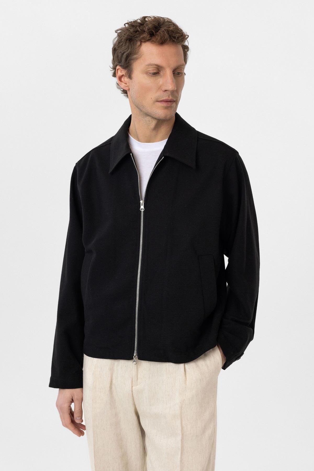 Antioch-Siyah Mevsimlik Relax Fit Erkek Mont-Mont-1-Milagron.com