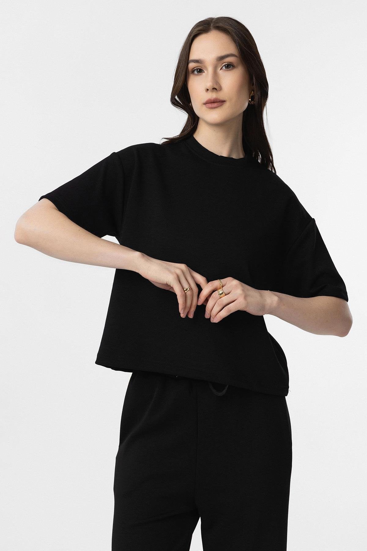 Antioch-Siyah Modal Kadın Eşofman Takım-Alt - Üst Takım-3-Milagron.com