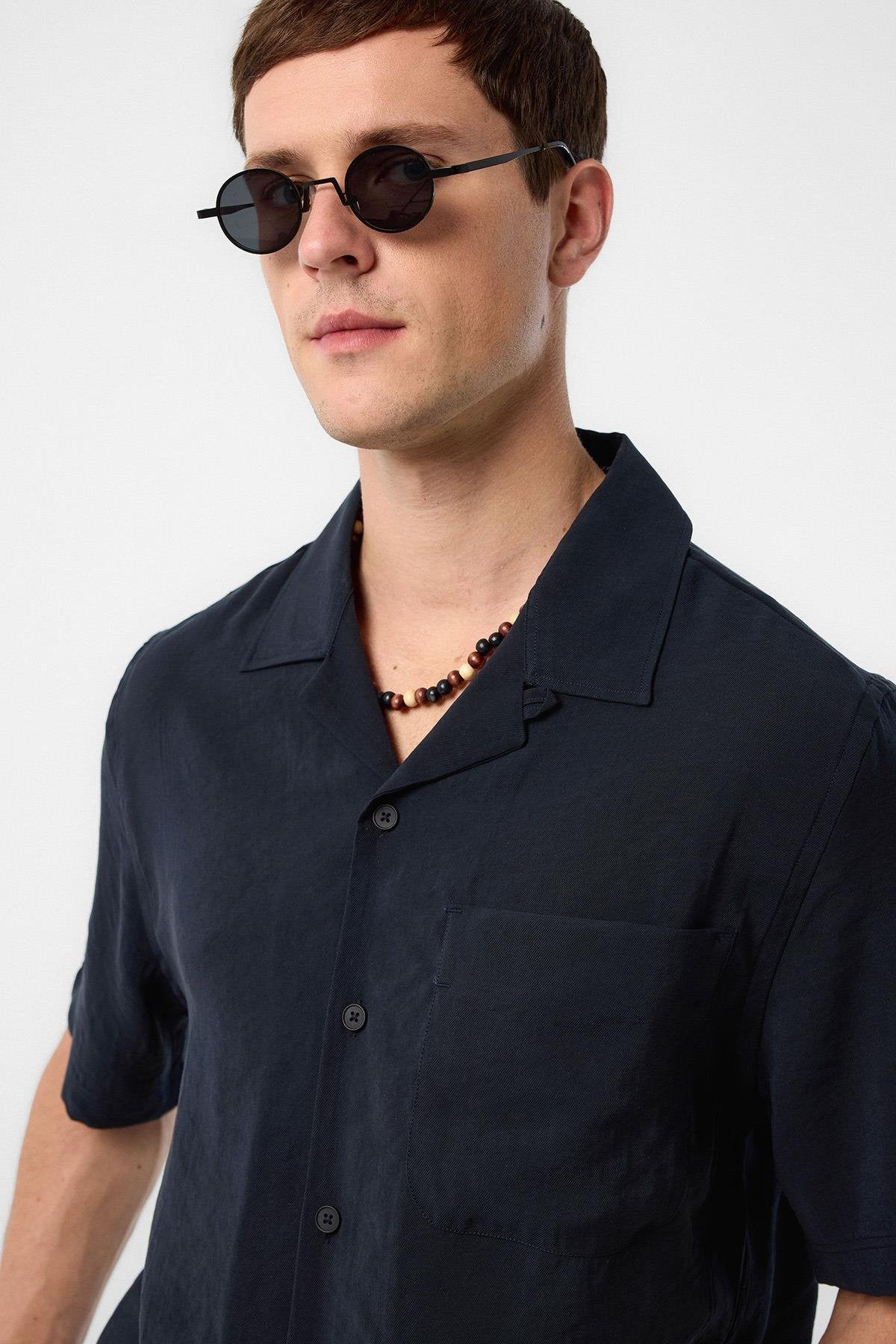 Antioch-Siyah Modal Kumaş Erkek Gömlek-Gömlek-4-Milagron.com